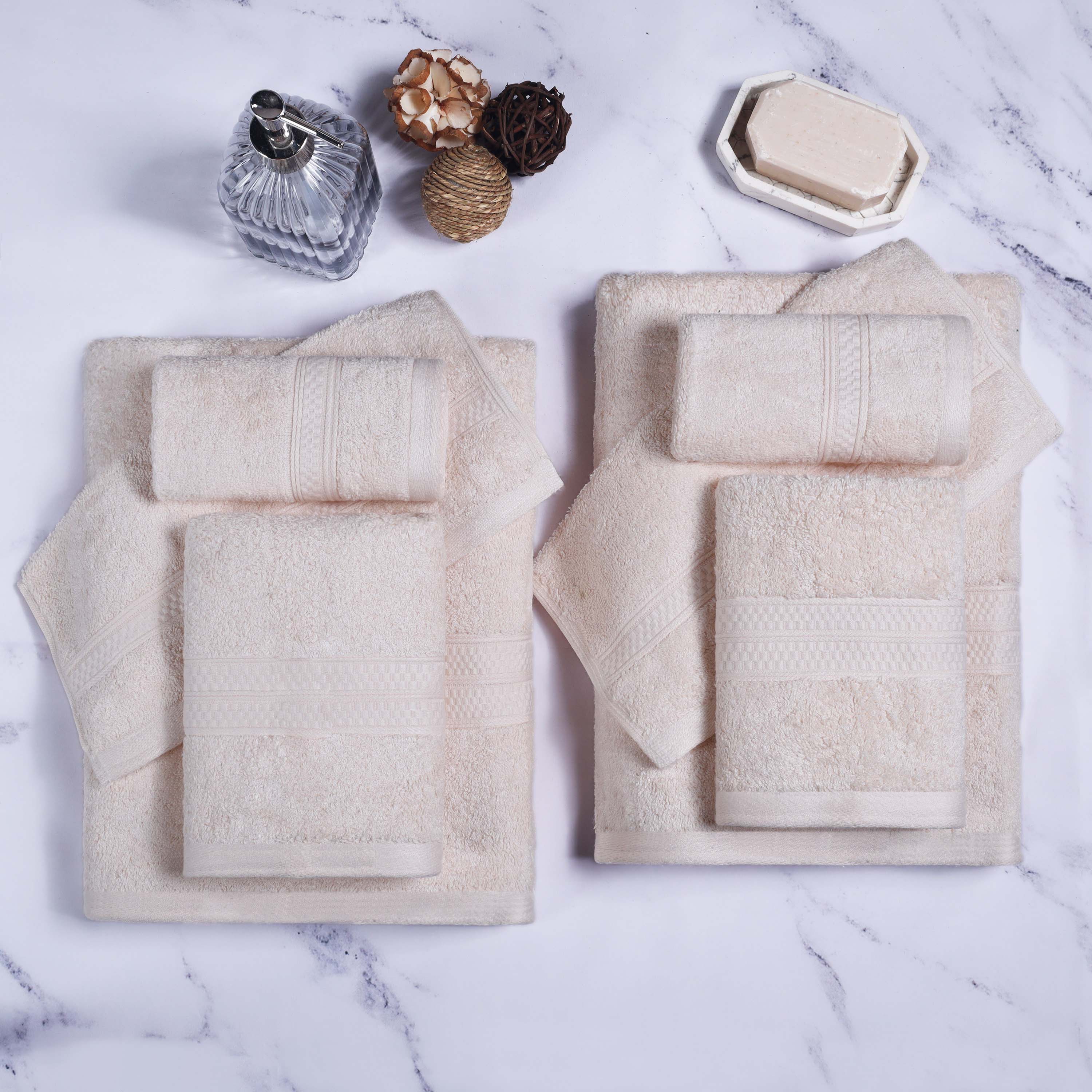 Ultra Soft Rayon Bamboo Cotton Blend 8-Piece Towel Set | Luxury Bath & Beach Towels for Spa, Pool & Home Use