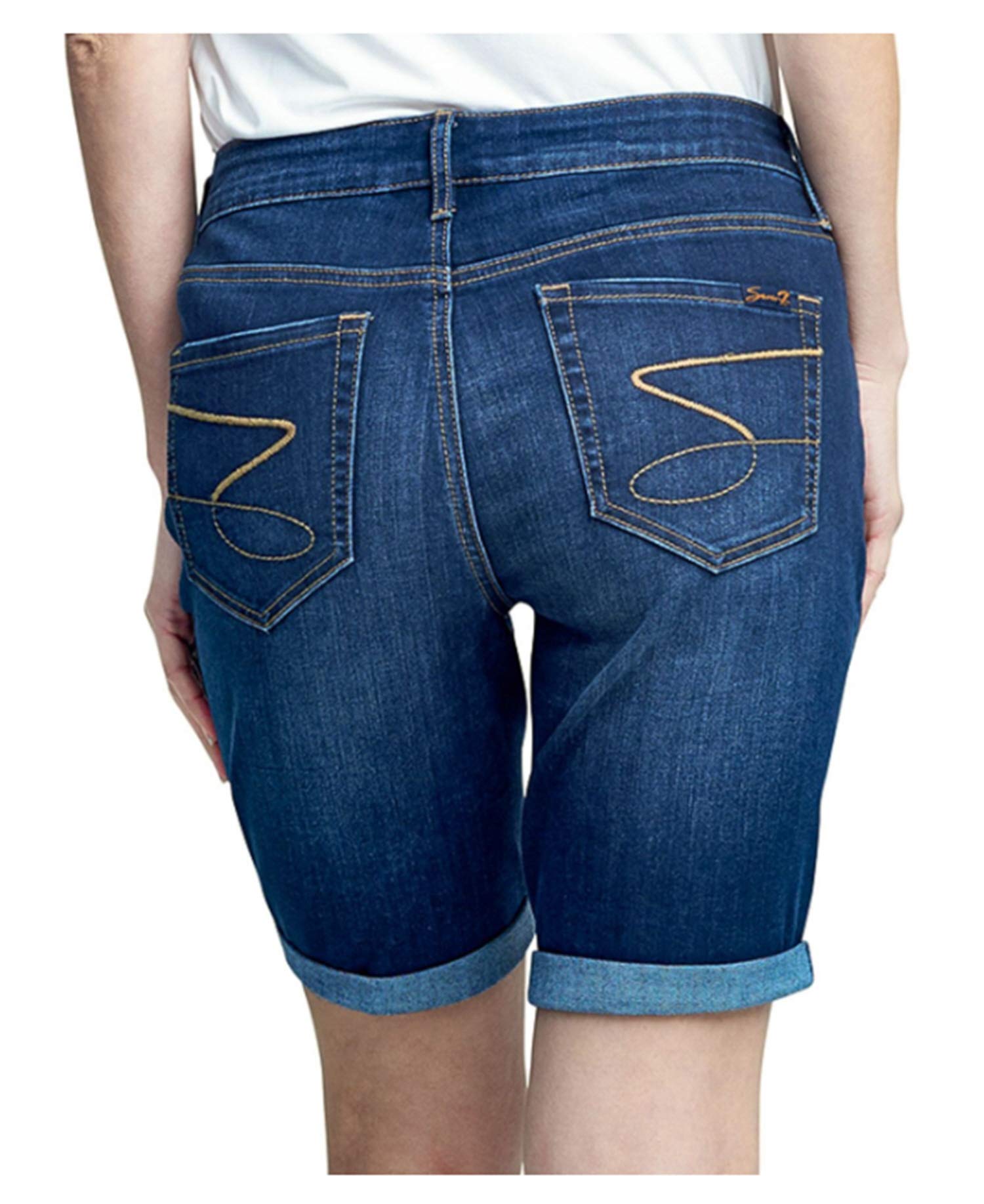 Seven7 Women's Casual Bermuda Shorts - Atlantic Wash Denim, Size 6 | Perfect for Weekend Outings, Beach Vacations & Summer Fashion