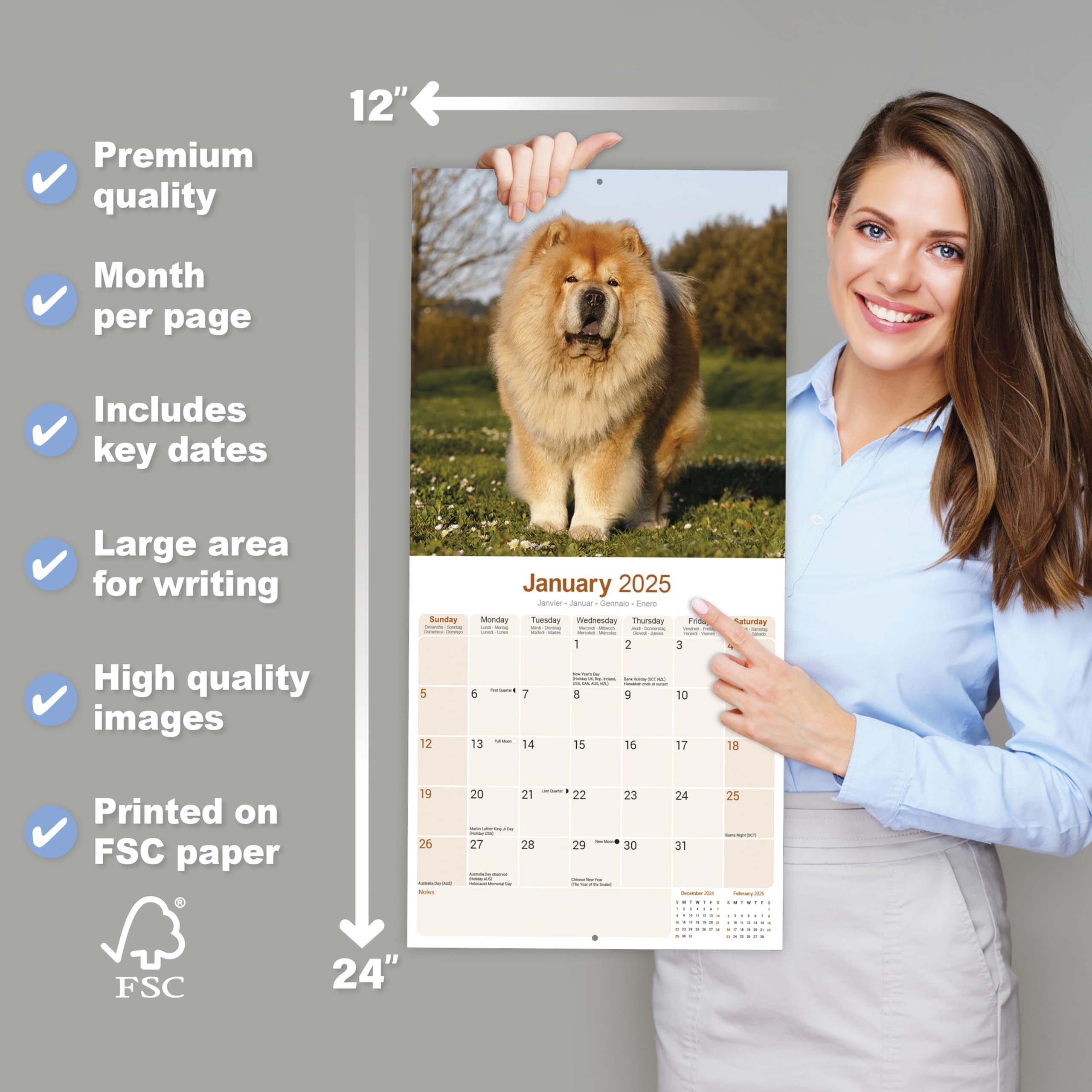 2025 Chow Chow Dog Breed Wall Calendar - 16 Month Square Planner for Home & Office Decor | Perfect Gift for Dog Lovers & Pet Owners
