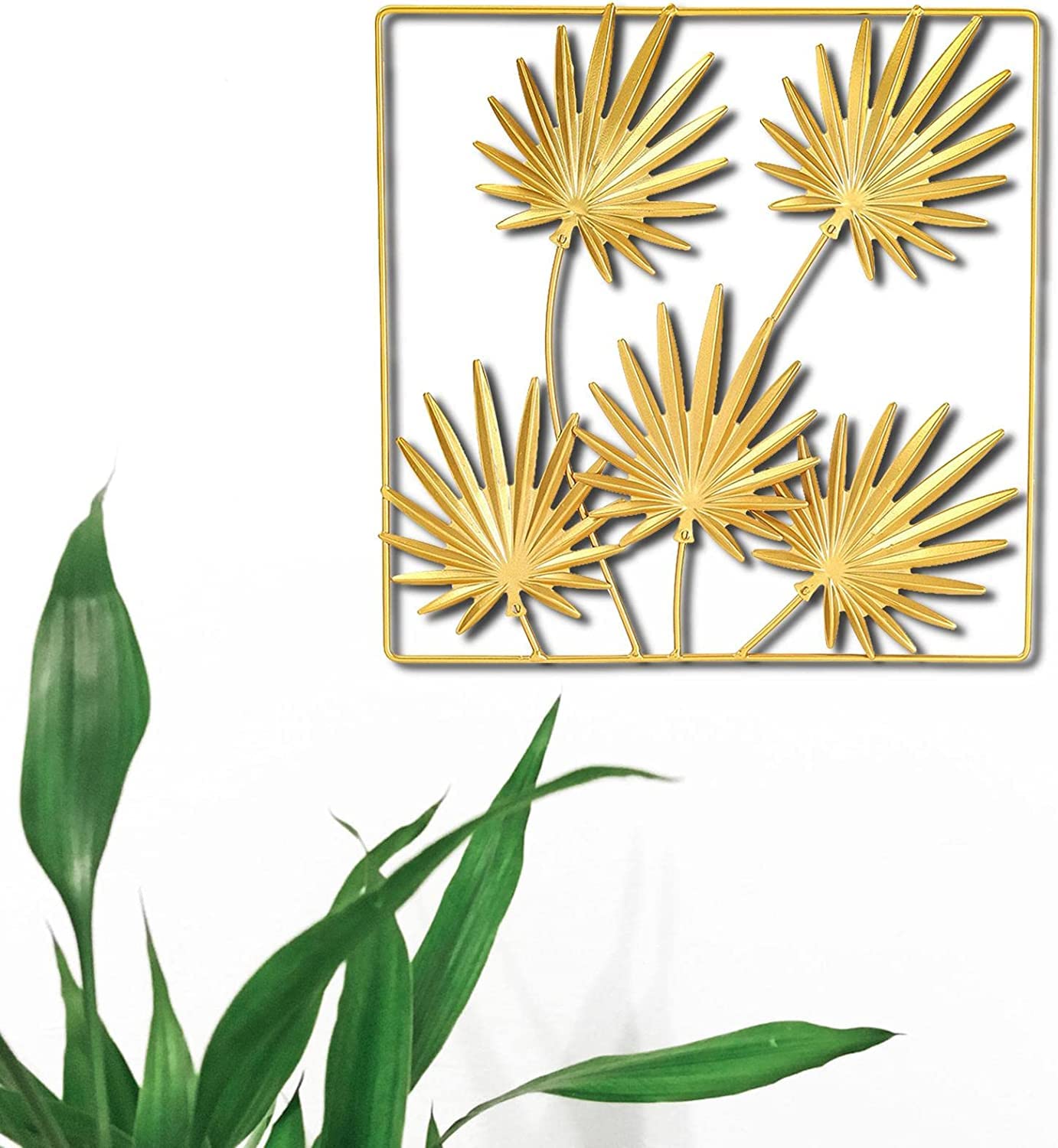 Metal Wall Art Decor - Elegant Iron Leaf Sculpture for Home & Office | Palm Design for Bedroom, Living Room & Office Spaces | Unique Hanging Ornament for Modern Interior Design