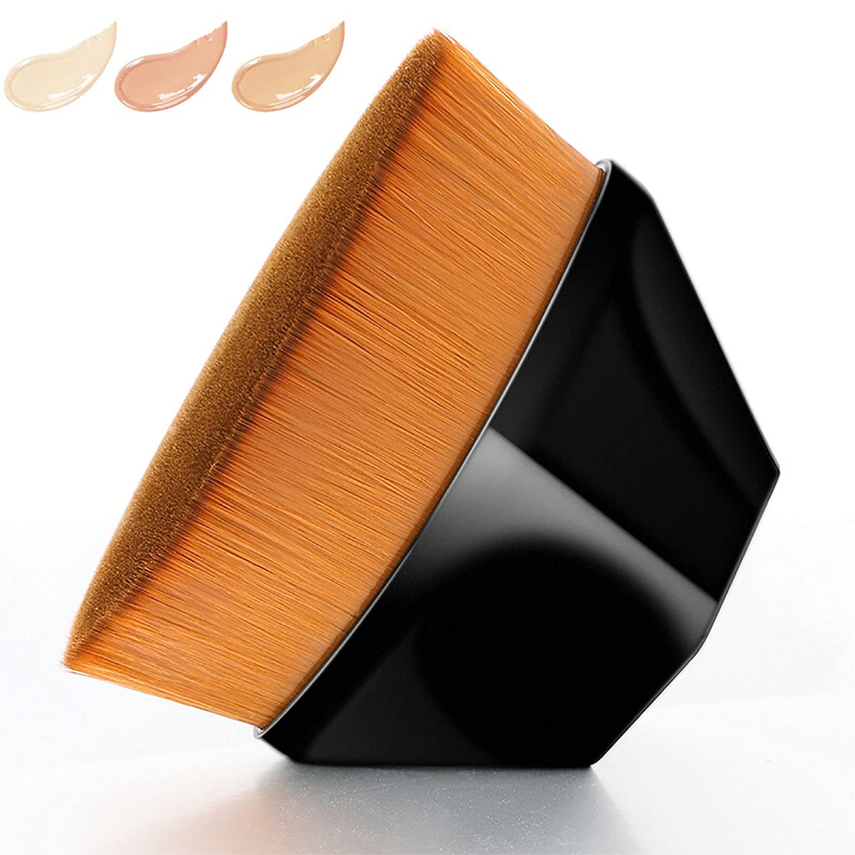 Premium Kabuki Makeup Brush - High-Density Flat Top Foundation Brush for Flawless Powder Application | Soft Synthetic Bristles | Professional Makeup Tools | Perfect for Liquid, Powder & Mineral Foundation (Black) - Ideal for Everyday Makeup & On-The-Go Touchups