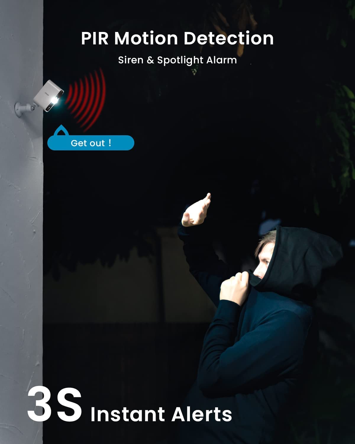 ieGeek Wireless Outdoor Security Camera 2-Pack - 2K WiFi Surveillance System with AI Detection, Siren & Spotlight - Battery Powered, IP65 Waterproof - Works with Alexa - Perfect for Home Security, Backyard Monitoring & Nighttime Protection