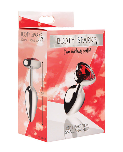 Booty Sparks Heart Gem Small Anal Plug - Red | Comfortable & Discreet Beginner Butt Plug for Women & Men | Perfect for Couples Play, Sensual Massage & Intimate Gifts