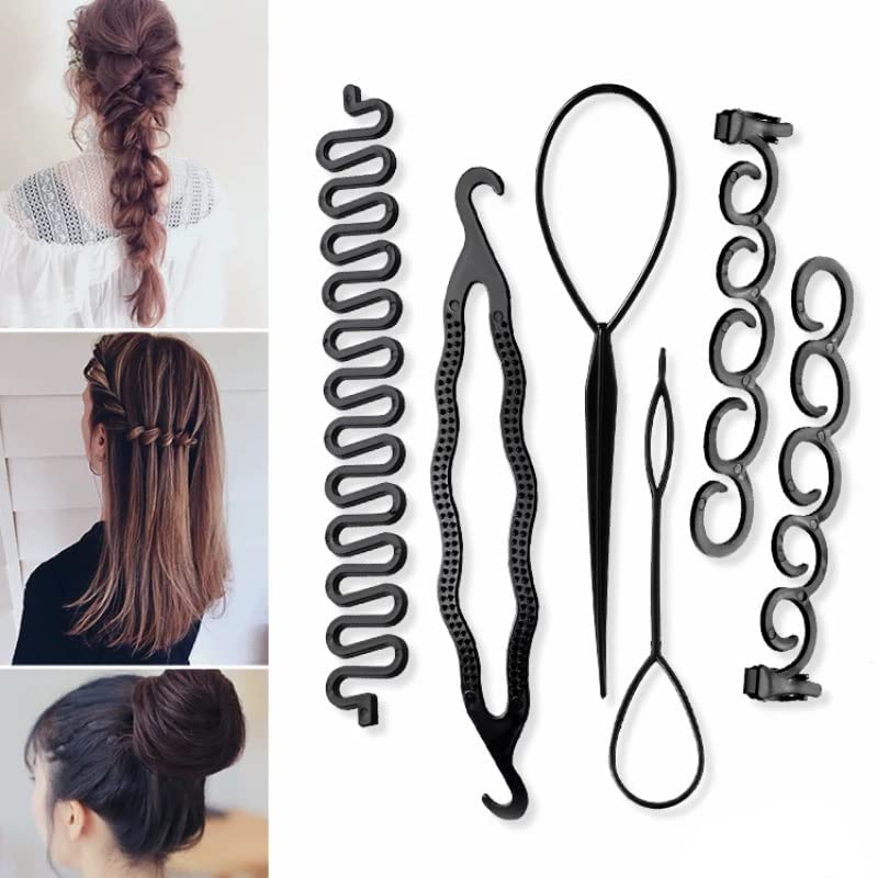 CHANDERKASH 6-Piece Hair Styling Tool Kit - Hair Loop Styling Tool & Ponytail Maker Accessories for Women & Girls - Perfect for Home, Salon, Travel & Everyday Hairstyles