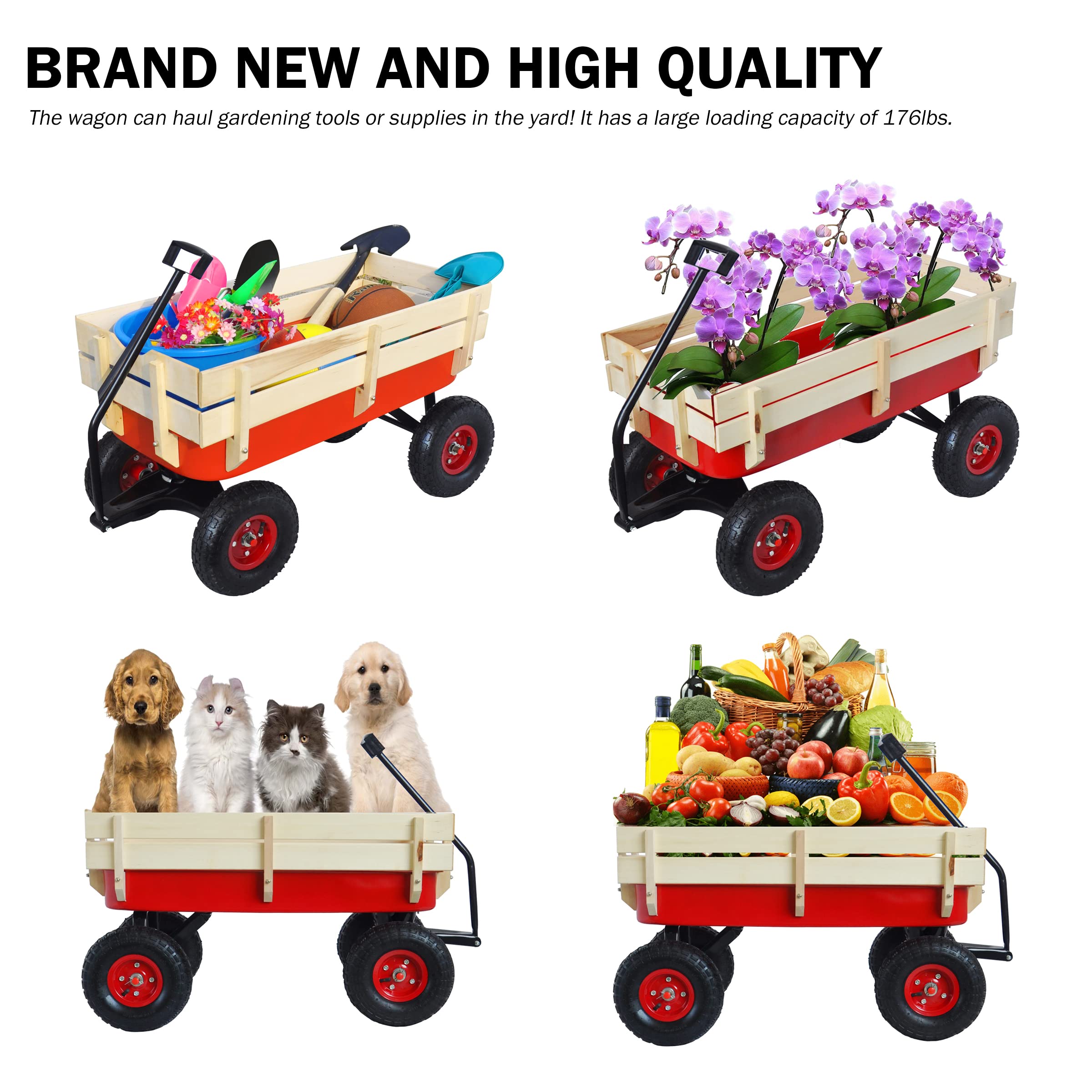 Heavy Duty Steel & Wooden Utility Wagon with 10