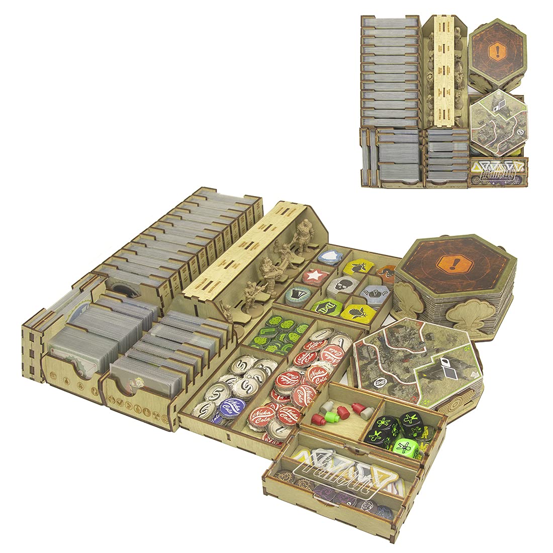 SMONEX Premium Board Game Organizer Box - Compatible with Fallout New California & Atomic Bonds Expansions - Perfect Fit for Original Game Box - Laser Engraved Design - Ideal for Game Nights & Collectors Display