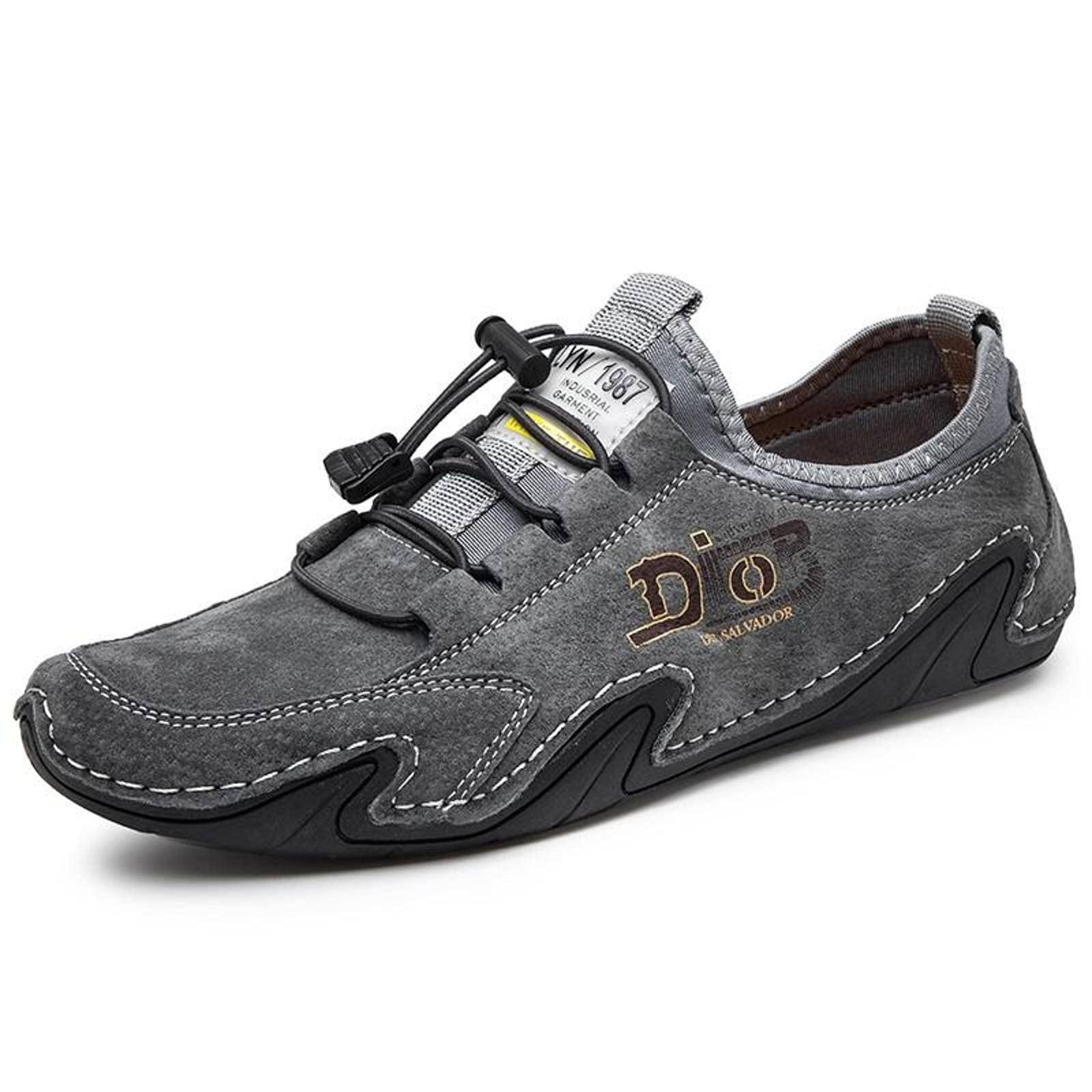 2021 New Men's Casual Leather Lace-Up Driving Moccasin Shoes - Breathable Mesh Cowhide Pea Shoes for Spring & Summer | Perfect for Daily Wear, Office & Outdoor Activities