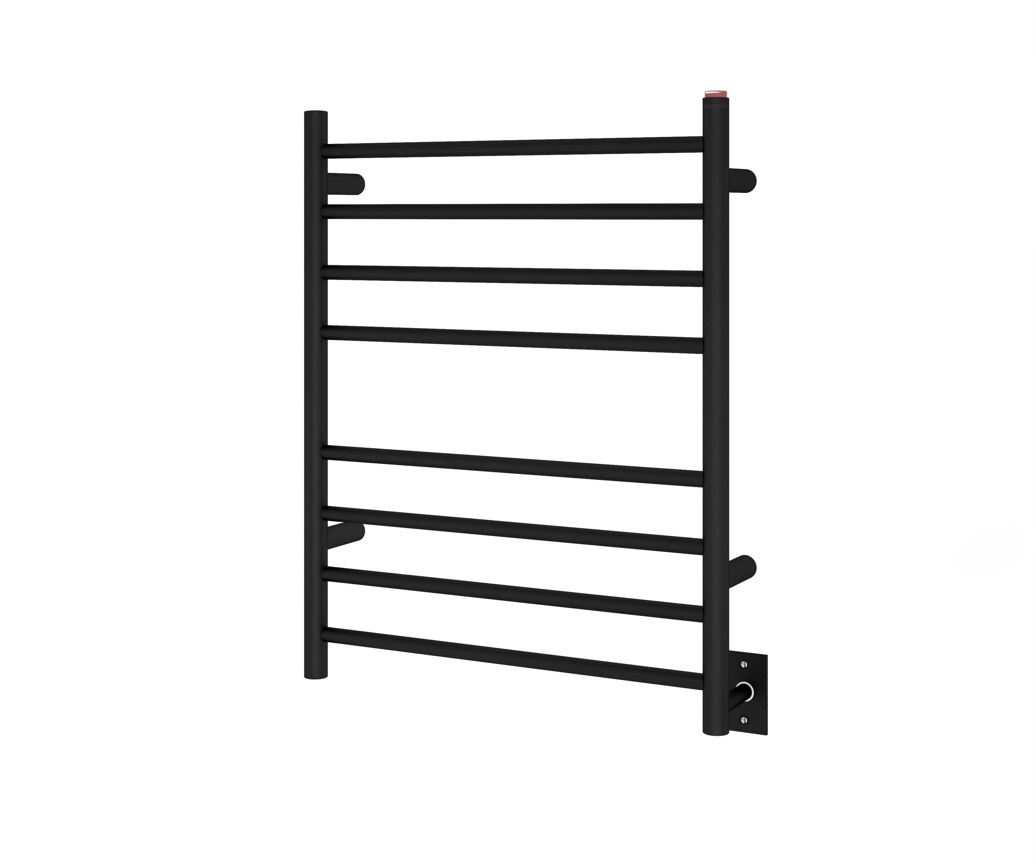 Ancona Prestige Dual 8 Bar Hardwired & Plug-in Towel Warmer - Matte Black Finish | Bathroom Luxury Heated Towel Rack for Spa, Hotel & Home Use