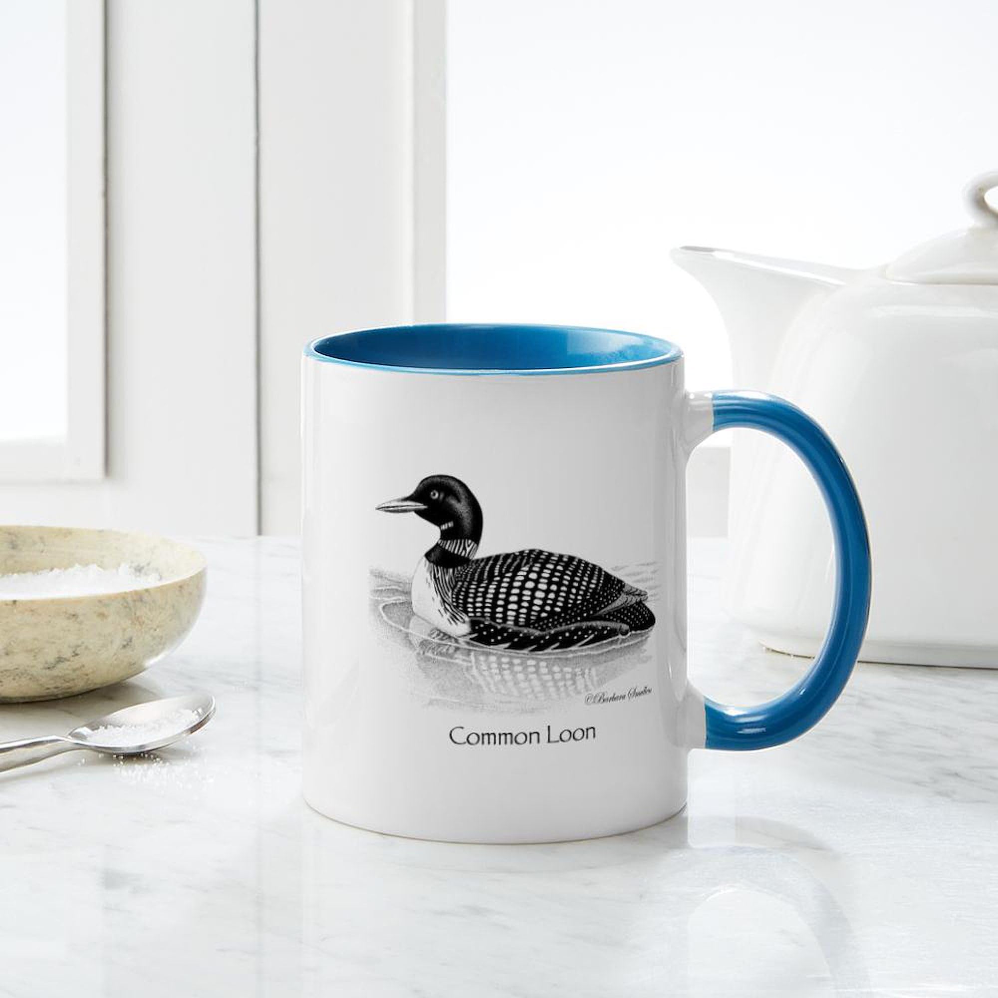 Common Loon 11 oz (325 ml) Ceramic Coffee Mug - Perfect for Hot Tea, Coffee & Office Use - Durable White Gift Mug with Vibrant Wildlife Design
