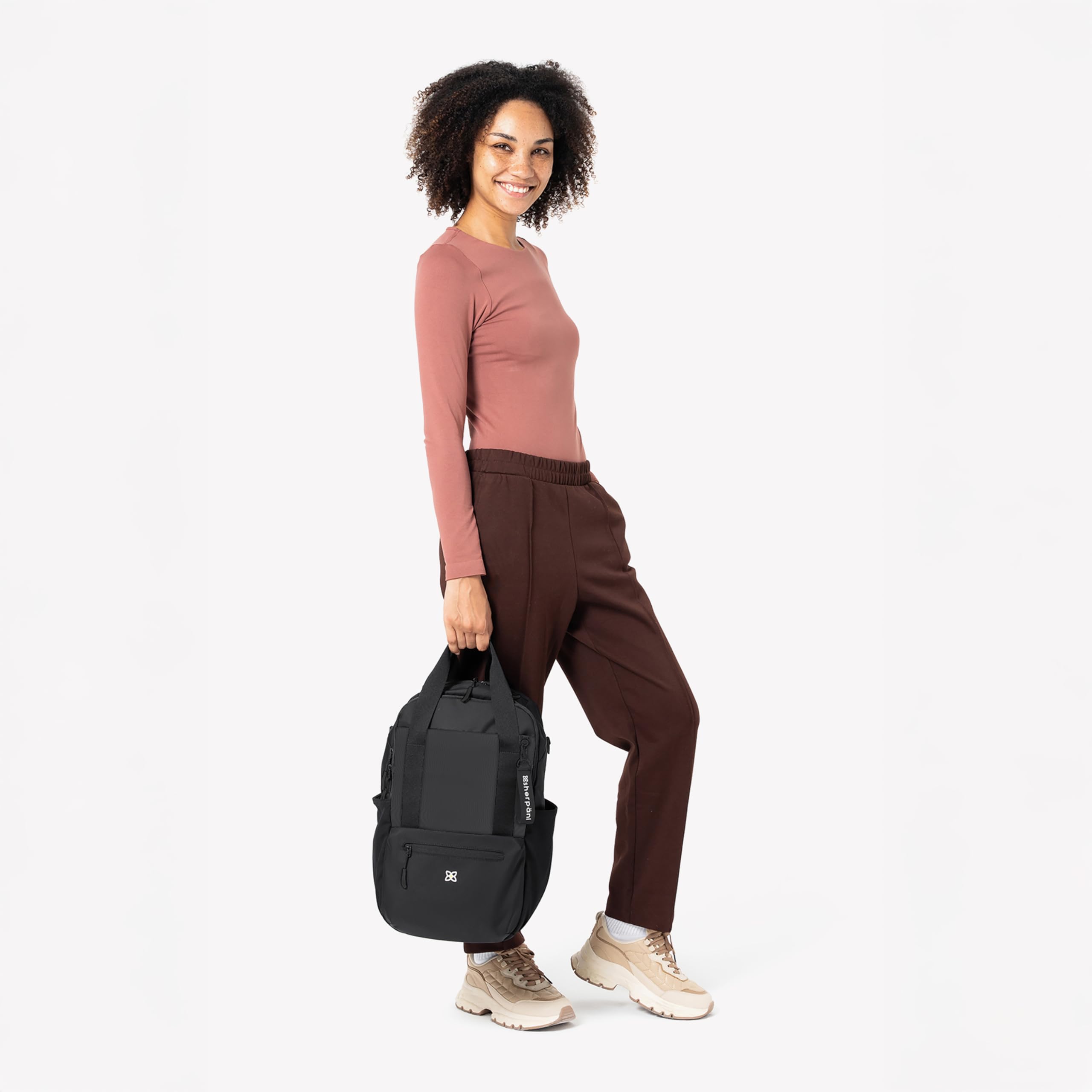Sherpani Camden Convertible Backpack Tote - Travel Laptop Backpack Purse for Women, Fits 15 Inch MacBook/PC, Water-Resistant & Lightweight (Raven Black) - Perfect for Work Commute, College Campus & Airplane Travel