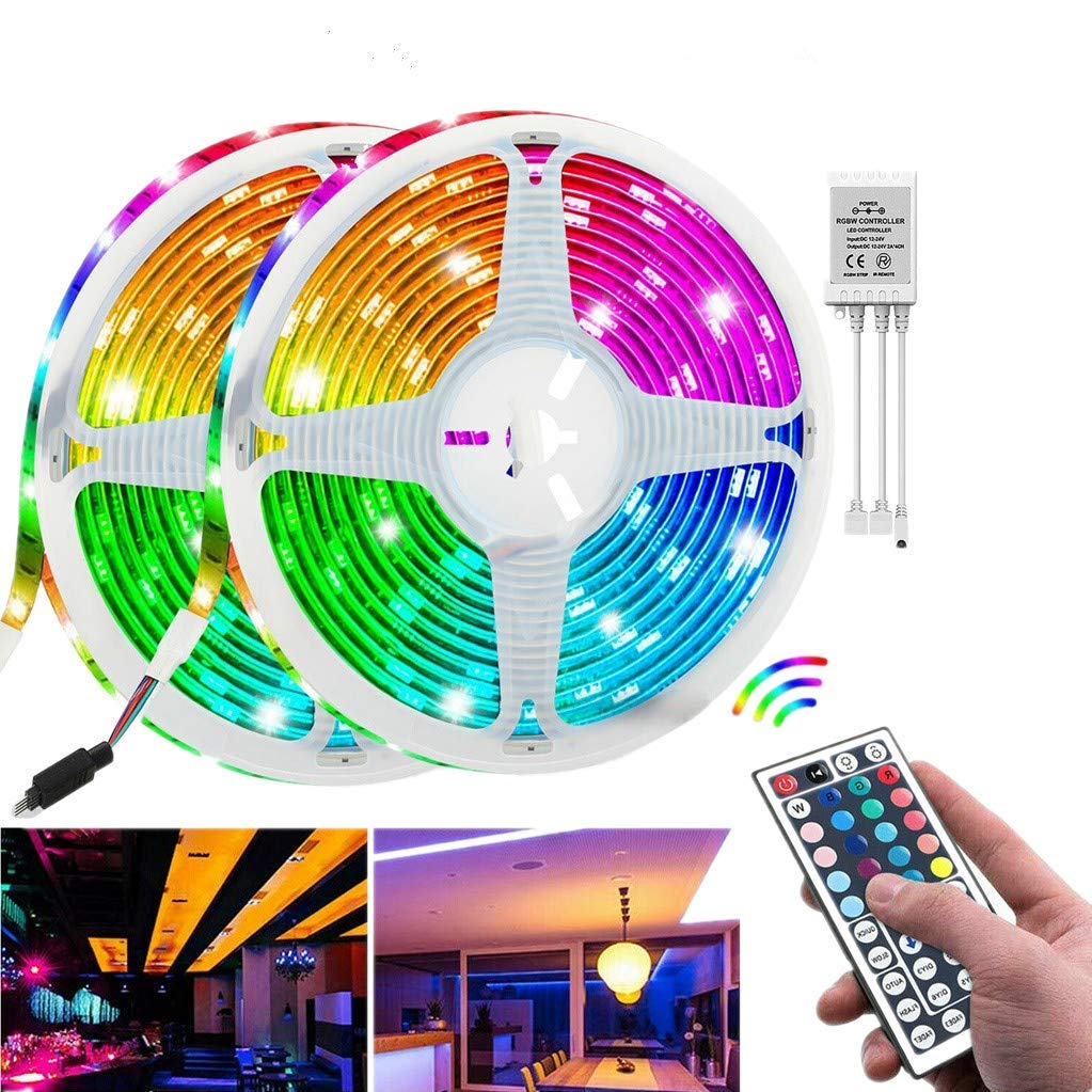 Kovaky 2-Pack RGB LED Light Strips with Remote Control - 16.4ft Color Changing Lights for Bedroom, Gaming Room & Home Decor | Perfect for Mood Lighting, Party Decor & Indoor Accent Lighting