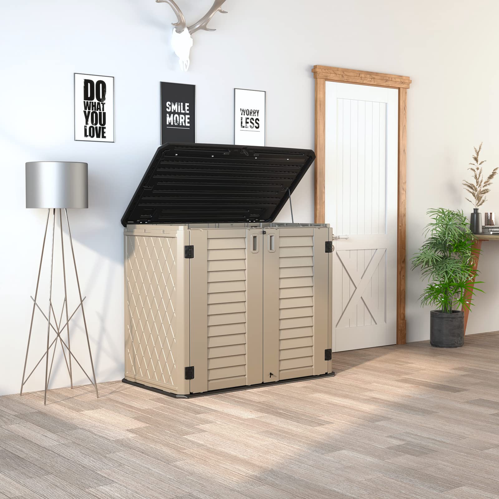 HOMSPARK 26 cu.ft Large Weatherproof Outdoor Storage Shed - Heavy Duty Horizontal Storage Cabinet for Lawn Mowers, Patio Furniture, Garden Tools & Backyard Accessories - Perfect for Backyards, Patios & Garages