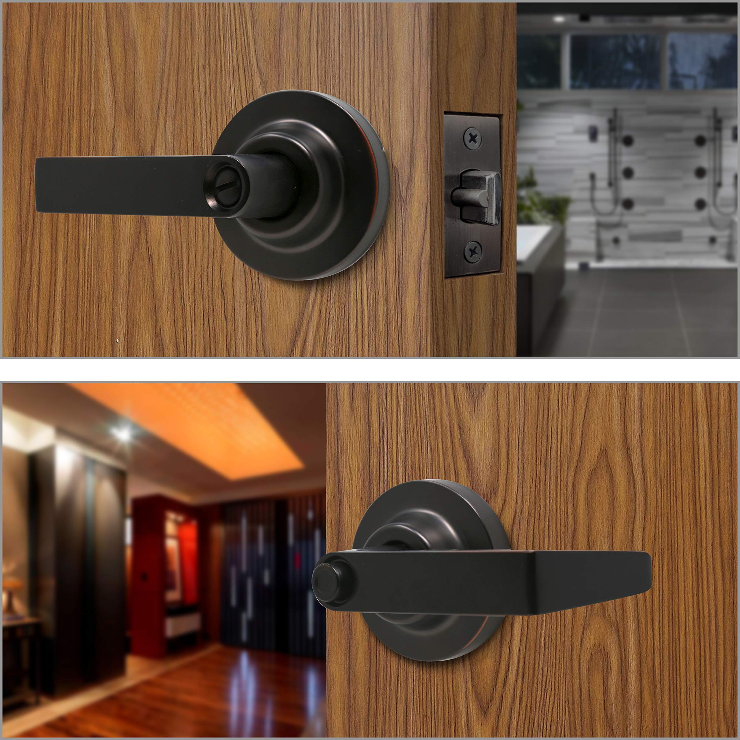 MiLocks Grade 1 Commercial Heavy Duty Cylindrical Lever Door Lock - Oil Rubbed Bronze Finish, ANSI/BHMA Certified for Privacy - Perfect for Offices, Hotels, and Commercial Buildings