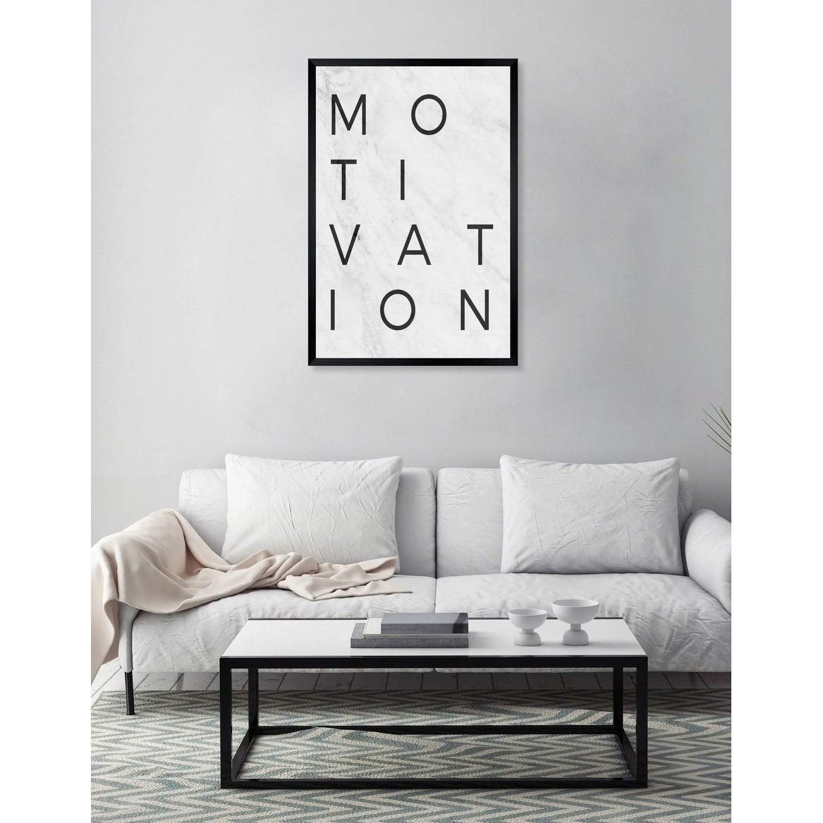 Oliver Gal 'Motivation Minimalist Marble Paper' Framed Wall Art Print 24x36 Inches - Perfect for Home Office Decor & Modern Living Room Inspiration