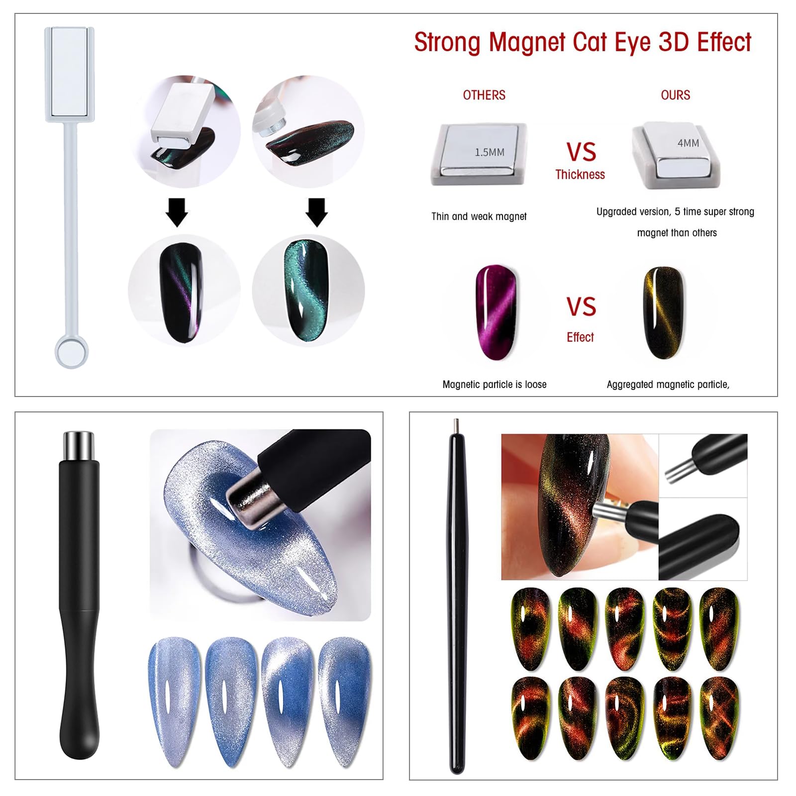 38Pcs Magnetic Cat Eye Gel Nail Polish Set with Magnet Sticks - 3D Nail Art Design Tools & Accessories for Salon, Home Manicure, Party Nails, and Professional Nail Artists