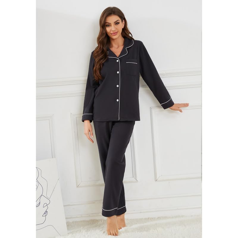 U2SKIIN Women's Soft Flannel Button-Up Pajama Set - Long Sleeve Warm Knit Sleepwear & Lounge Outfit for Cozy Nights at Home | Perfect for Winter Sleepovers, Relaxing Evenings & Loungewear