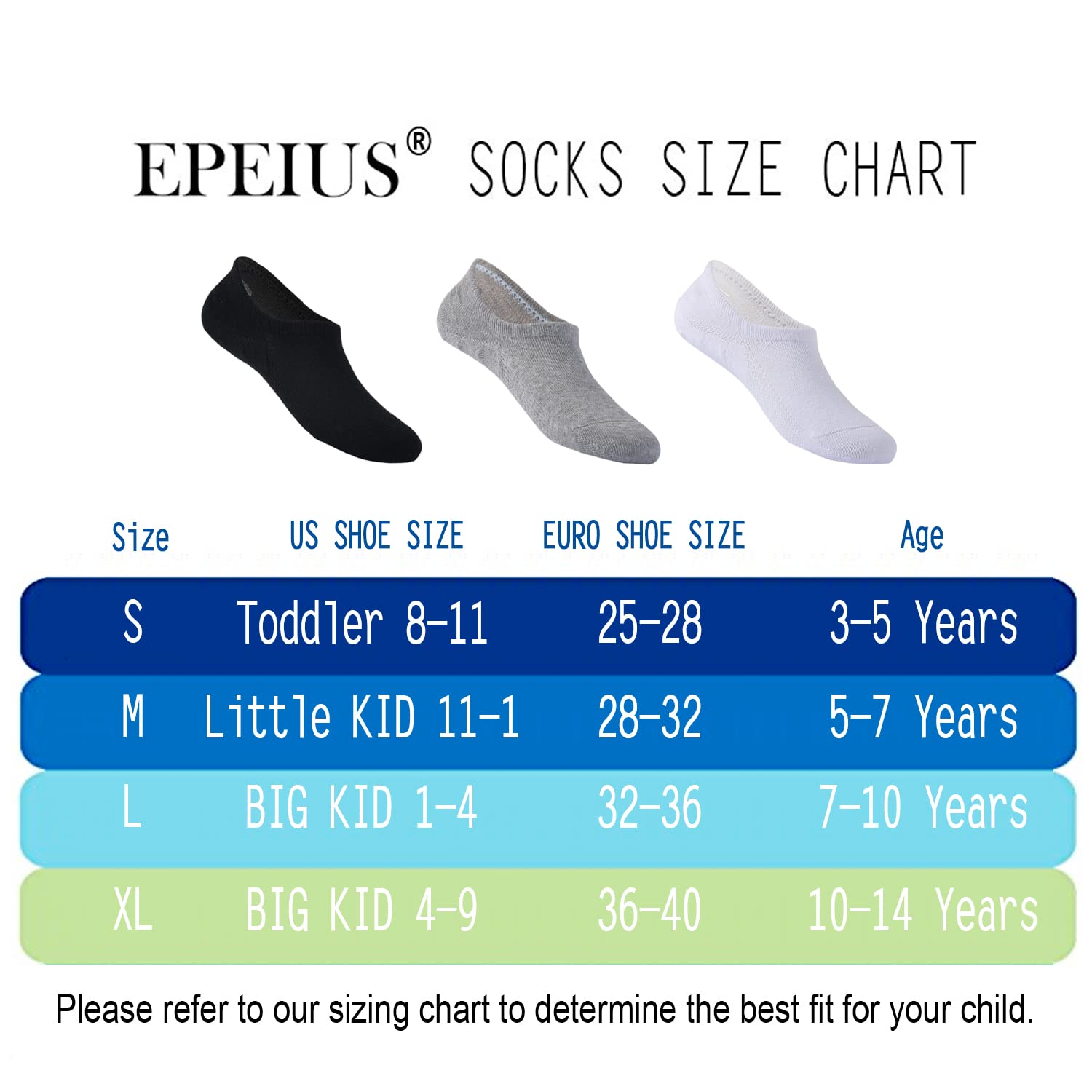 EPEIUS Kids No Show Socks 6 Pack - Seamless Cotton Low Cut Socks for Girls & Boys - Non-Slip, Breathable & Comfortable - Perfect for School, Sports & Everyday Wear