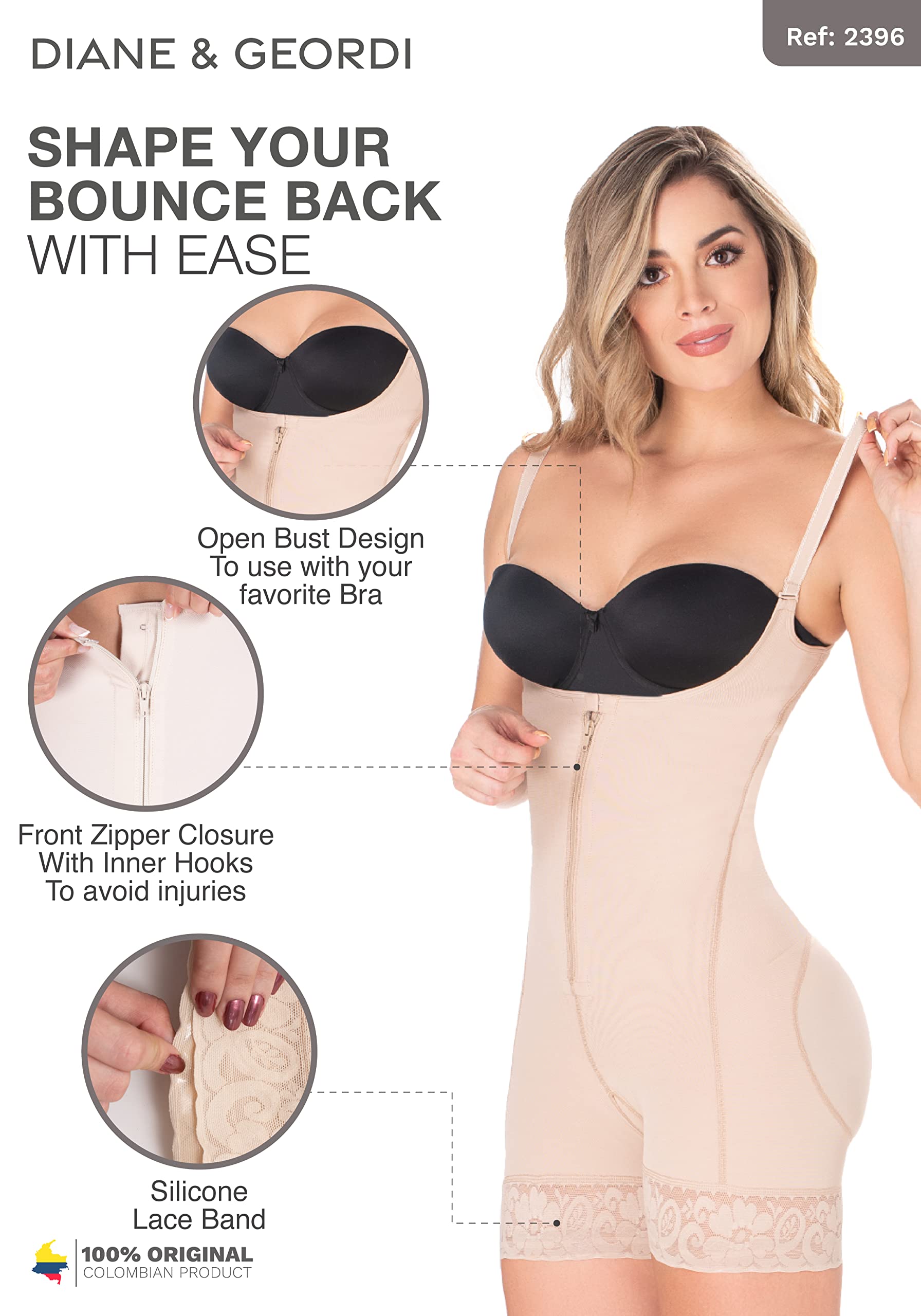 DIANE & GEORDI 2396 Postpartum Shapewear for Women - Colombian Fajas Tummy Control Body Shaper Girdle - Perfect for Post Pregnancy Recovery & Everyday Slimming