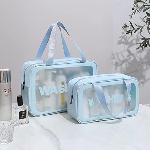 Premium Travel Makeup Pouch Set - 3-Piece Waterproof Cosmetic Organizer & Toiletry Bag for Women & Girls (Blue) - Perfect for Air Travel, Gym Essentials & Daily Beauty Storage