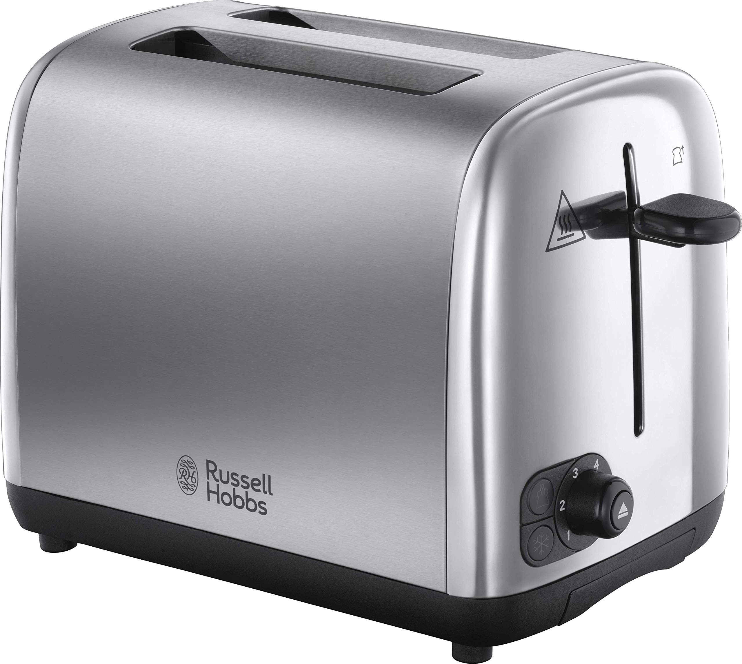Russell Hobbs 2 Slice Toaster - Wide Slot Stainless Steel Toaster with Perfect Toast Technology, 6 Browning Levels, Frozen & Cancel Function - Ideal for Breakfast, Office, Dorm & Small Kitchens