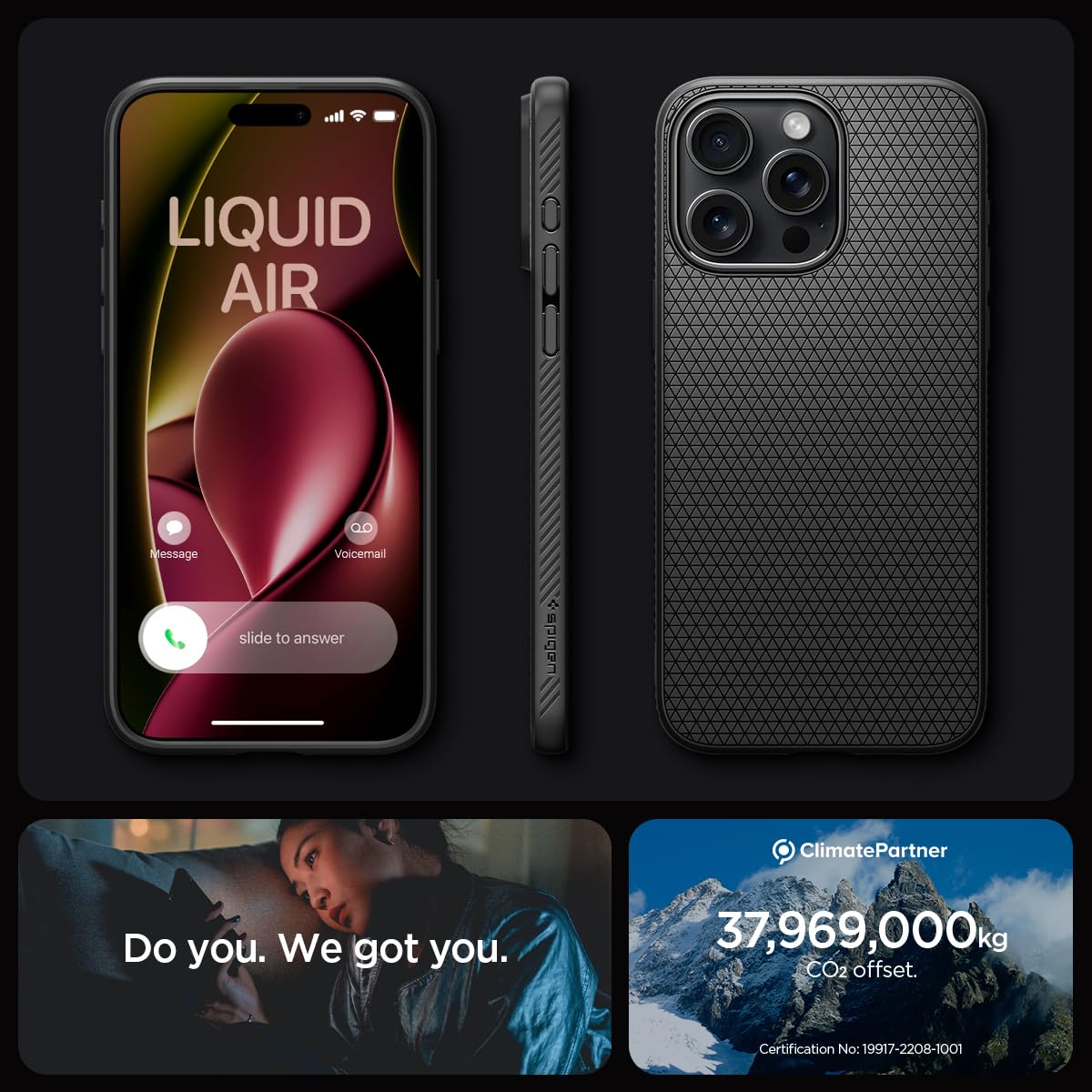 Spigen Liquid Air Case for iPhone 15 Pro - Slim Matte Black Protective Cover | Shockproof & Scratch Resistant | Perfect for Everyday Use, Travel & Outdoor Activities