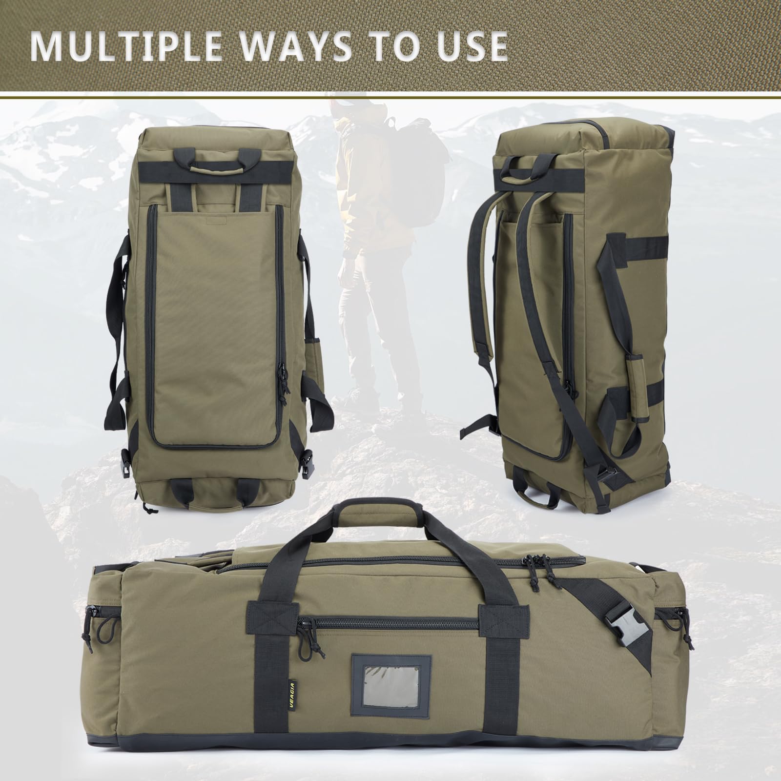 86L Large Duffle Bag for Travel, Gym & Sports - Waterproof Polyester with Hidden Straps & Shoe Compartment - Perfect Carry-On Luggage for Men & Women - Ideal for Weekend Trips, Workouts & Outdoor Adventures