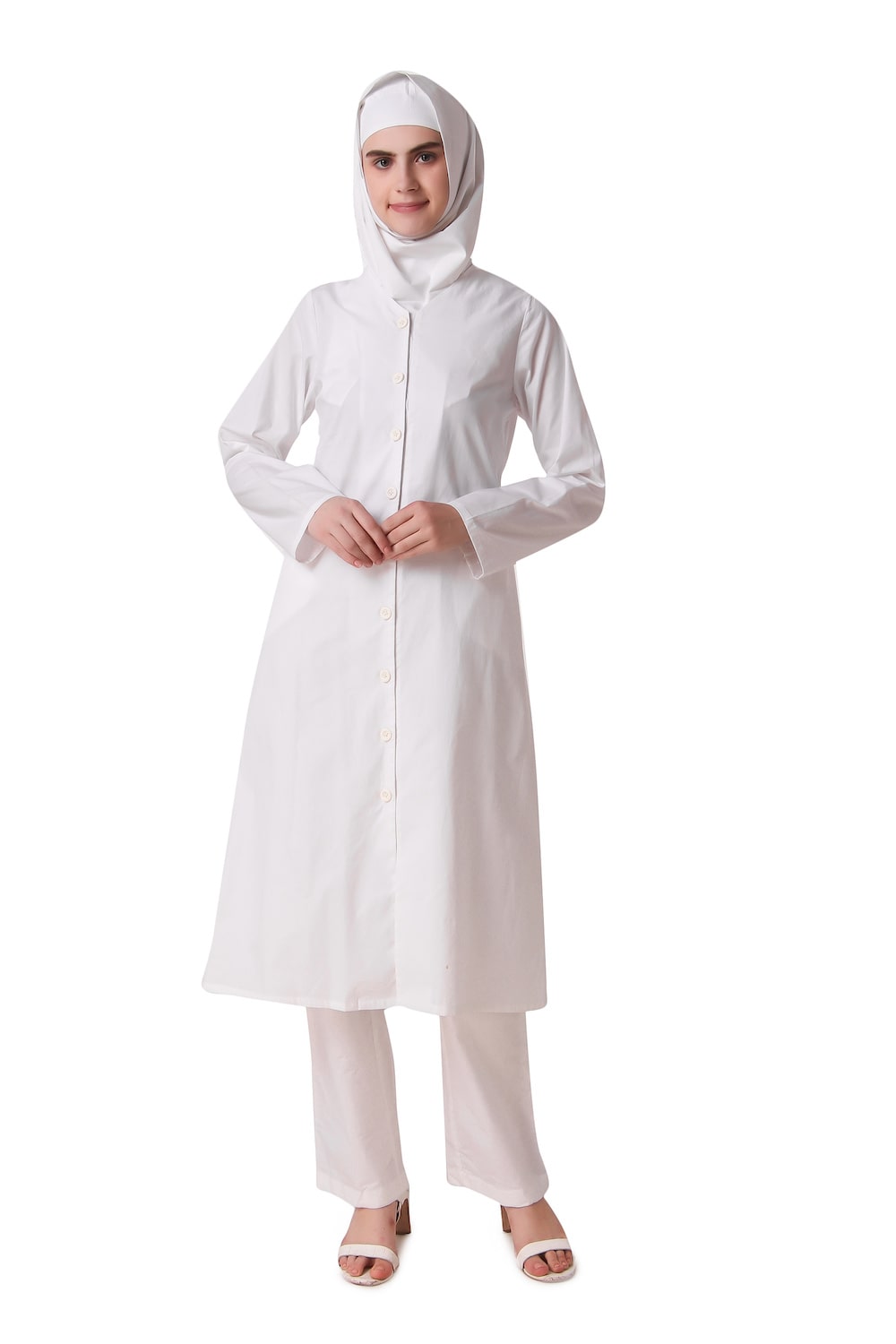 Faraza White Front Open Cotton Salwar Kameez - Traditional Indian Suit for Women | Comfortable & Stylish Ethnic Wear for Festivals, Weddings & Special Occasions