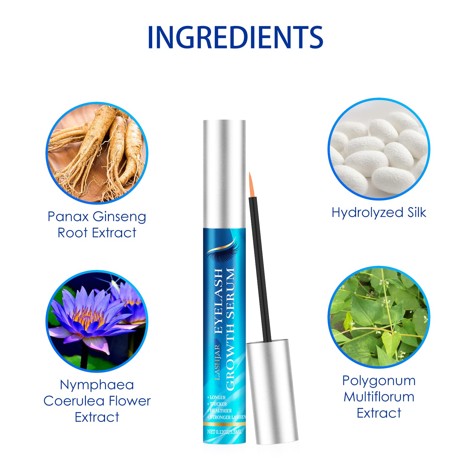LASHJAR Premium Eyelash & Eyebrow Growth Serum - Natural Lash Boost for Longer, Fuller, Thicker Lashes & Brows - Enhance Your Look for Daily Wear & Special Occasions