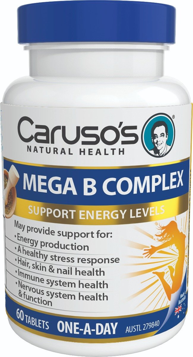 Caruso's Mega B Complex Supplement - High Potency Vitamin B Complex for Energy, Metabolism & Stress Relief - Supports Immune Health & Brain Function - Ideal for Daily Wellness & Active Lifestyles