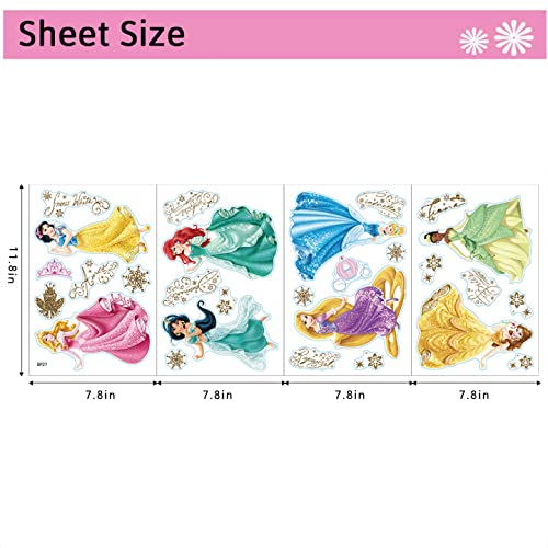 Supzone Princess Wall Stickers - Removable Nursery & Girls Bedroom Wall Decals - Cute Wall Art Décor for Kids Room, Baby Shower & Birthday Party Decorations