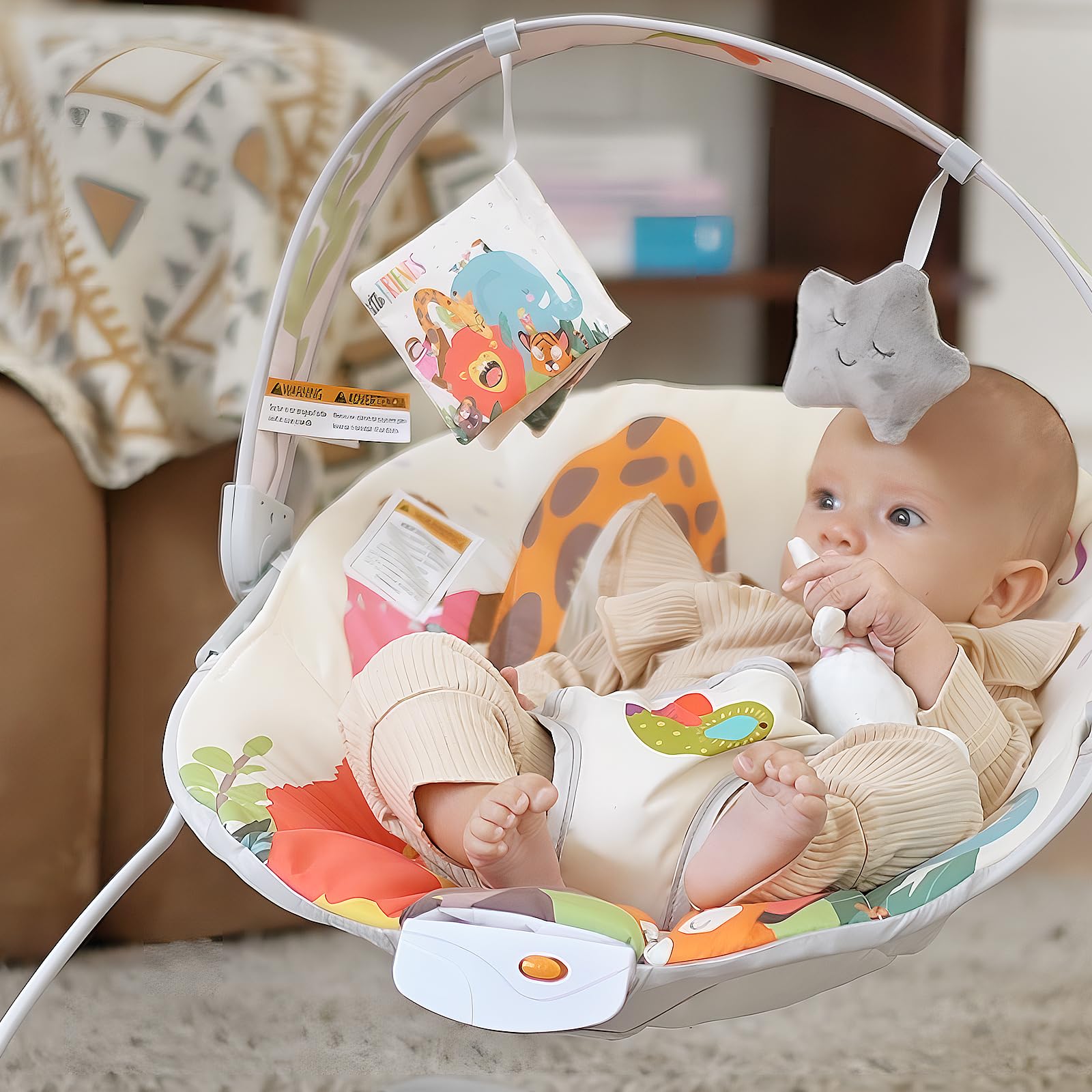 Electric Baby Bouncer Seat with Soothing Music - Portable Infant Bouncer for Newborns 0-6 Months (Up to 20 lbs) - Perfect for Nursery, Playtime & Parental Relaxation