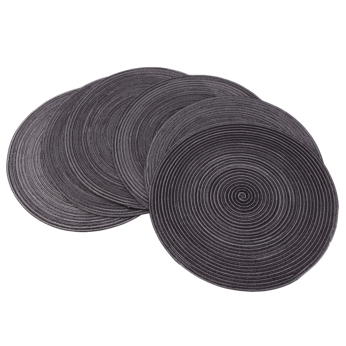 6-Piece Round Woven Placemats Set for Dining Table - Durable & Stylish Kitchen Table Mats for Everyday Use, Parties, and Home Decor