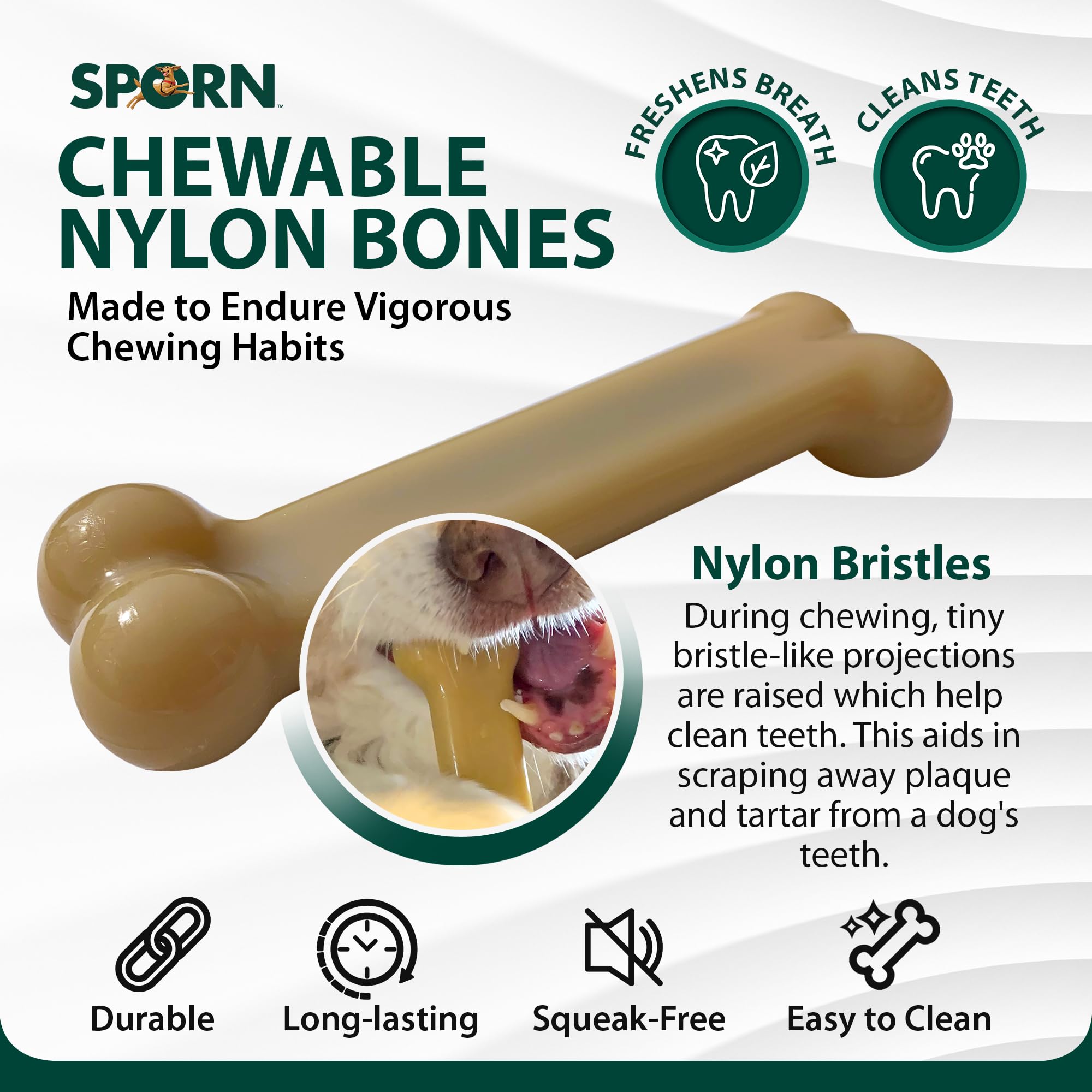 Sporn Marrow Dog Chew Bones for Aggressive Chewers - Peanut Butter Flavor, Gluten-Free & Non-Toxic Extra Large Dog Chew Toys - Perfect for XL Dogs, Long-Lasting Dental Health & Stress Relief - Great for Crate Training, Teething Puppies & Boredom Busters