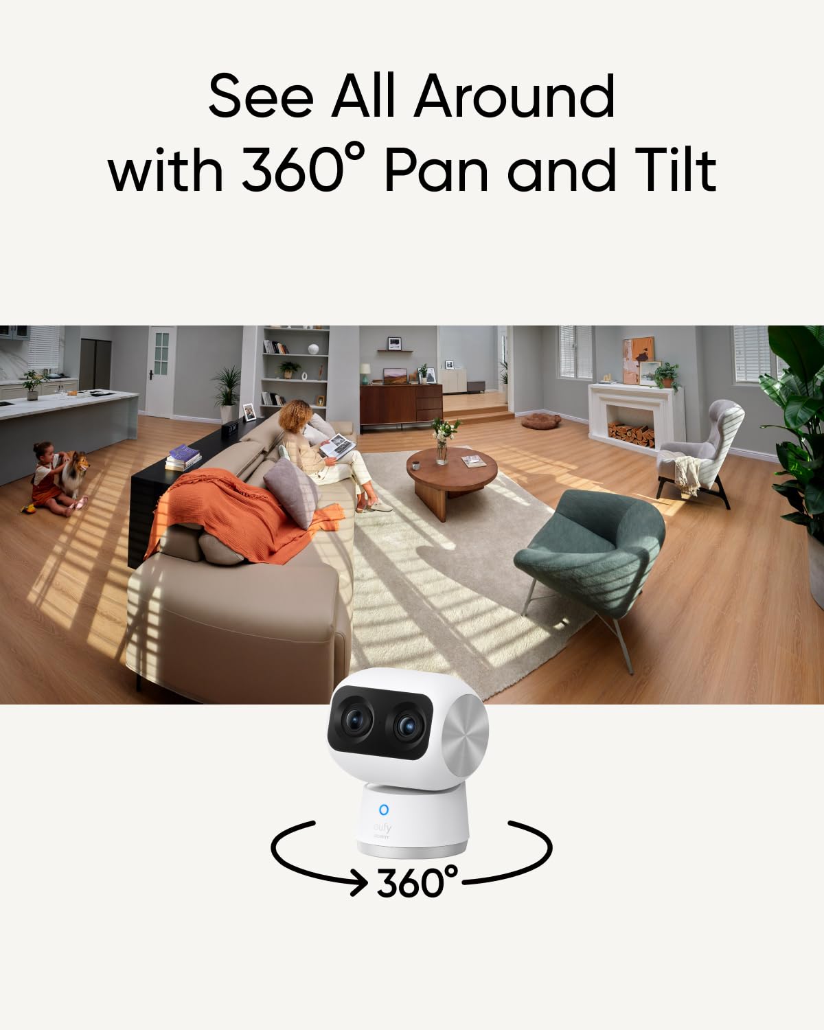 eufy Security Indoor Cam S350 - Dual 4K UHD Cameras with 8× Zoom & 360° PTZ | AI Human/Pet Detection | Wi-Fi 6 | Ideal for Baby Monitoring, Pet Watching & Home Security | Perfect for Nursery, Living Room & Office Surveillance (Renewed)
