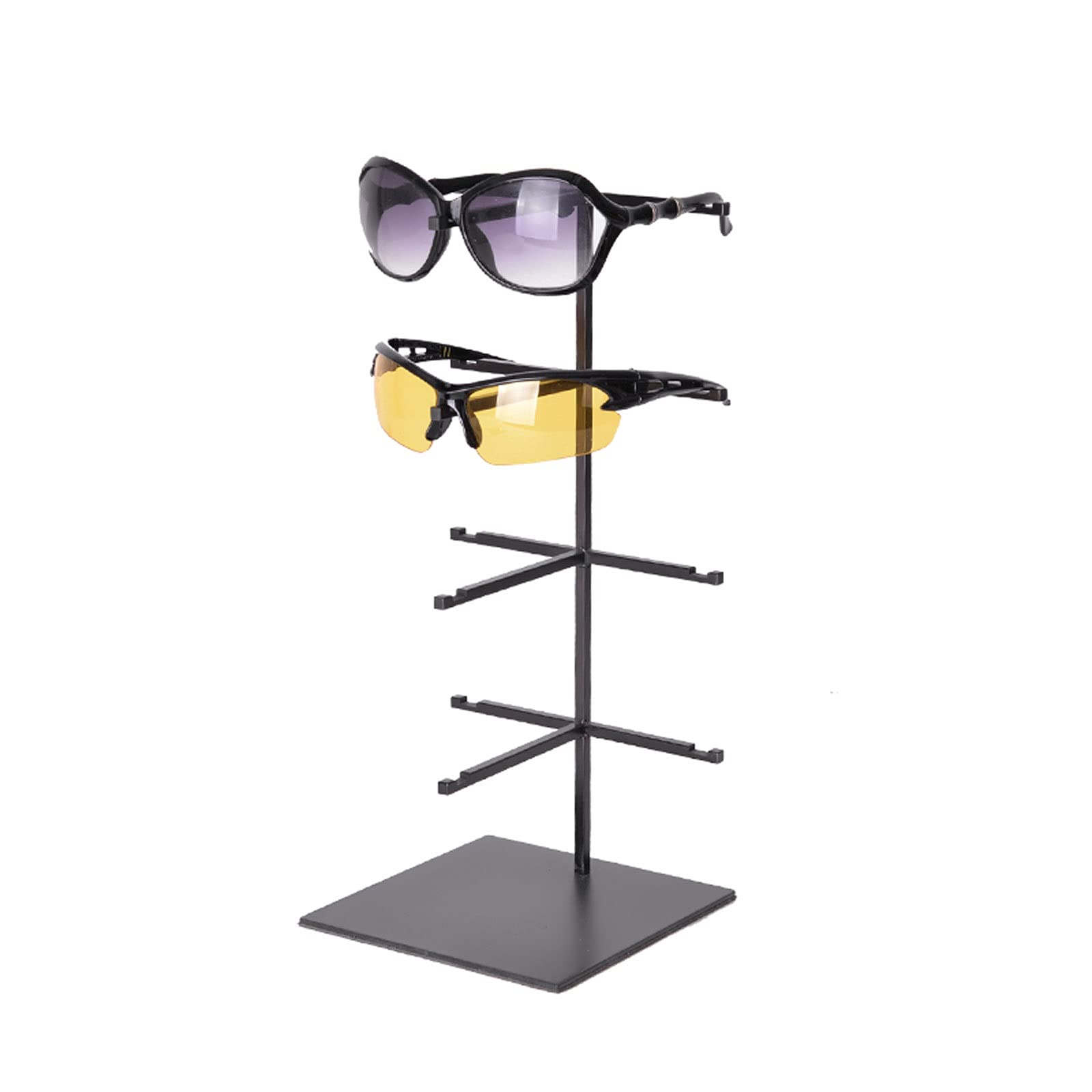 Black Metal 4/5-Tier Eyeglasses Display Stand - Small Tabletop Sunglasses Organizer Rack for Retail Stores, Optical Shops & Home Use - Perfect for Eyewear, Spectacle & Reading Glasses Display
