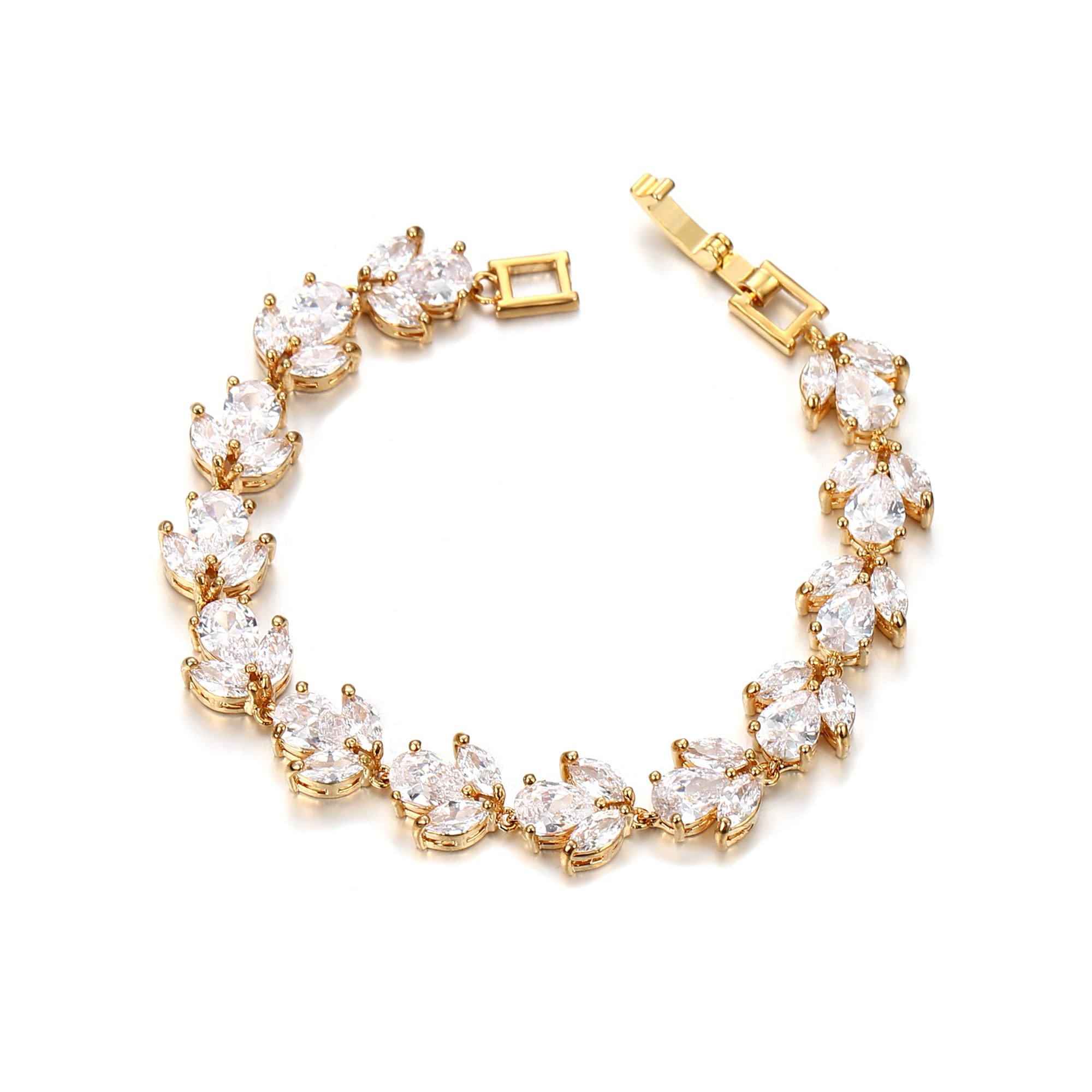 Elegant Marquise Teardrop Cubic Zirconia Tennis Bracelet - Silver/Gold/Rose Gold Plated Wedding & Prom Jewelry for Brides, Bridesmaids & Women | Perfect for Formal Events, Anniversaries & Special Occasion Gifts