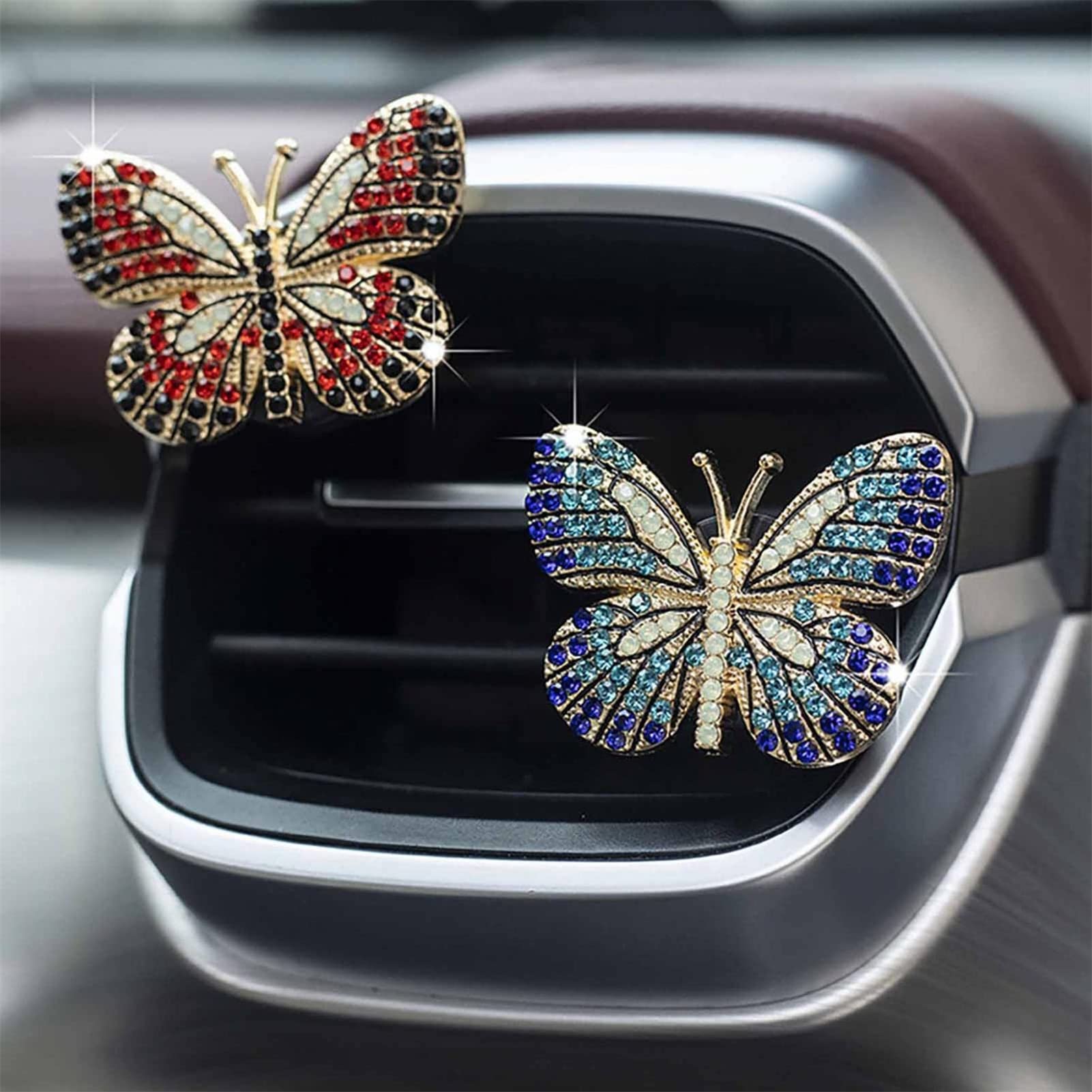 2PCS Butterfly Car Aromatherapy Vent Clip - Pink & Purple Car Air Freshener Diffuser with Essential Oils for Women, Perfect for Sedan, SUV & Office Air Vent Decor