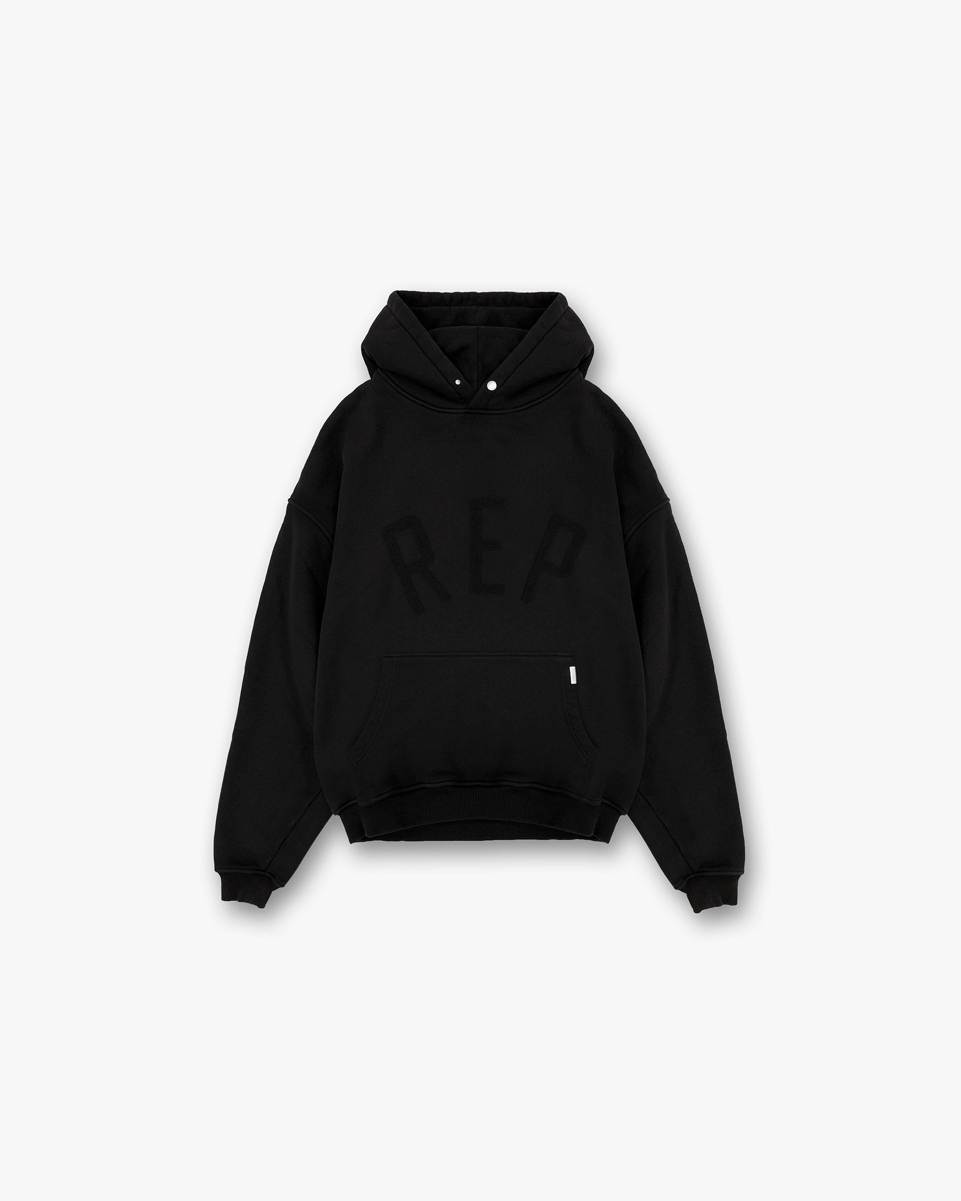 Rep Applique Hoodie - Off Black | Stylish & Comfortable Pullover for Men & Women | Perfect for Casual Wear, Street Fashion & Outdoor Activities
