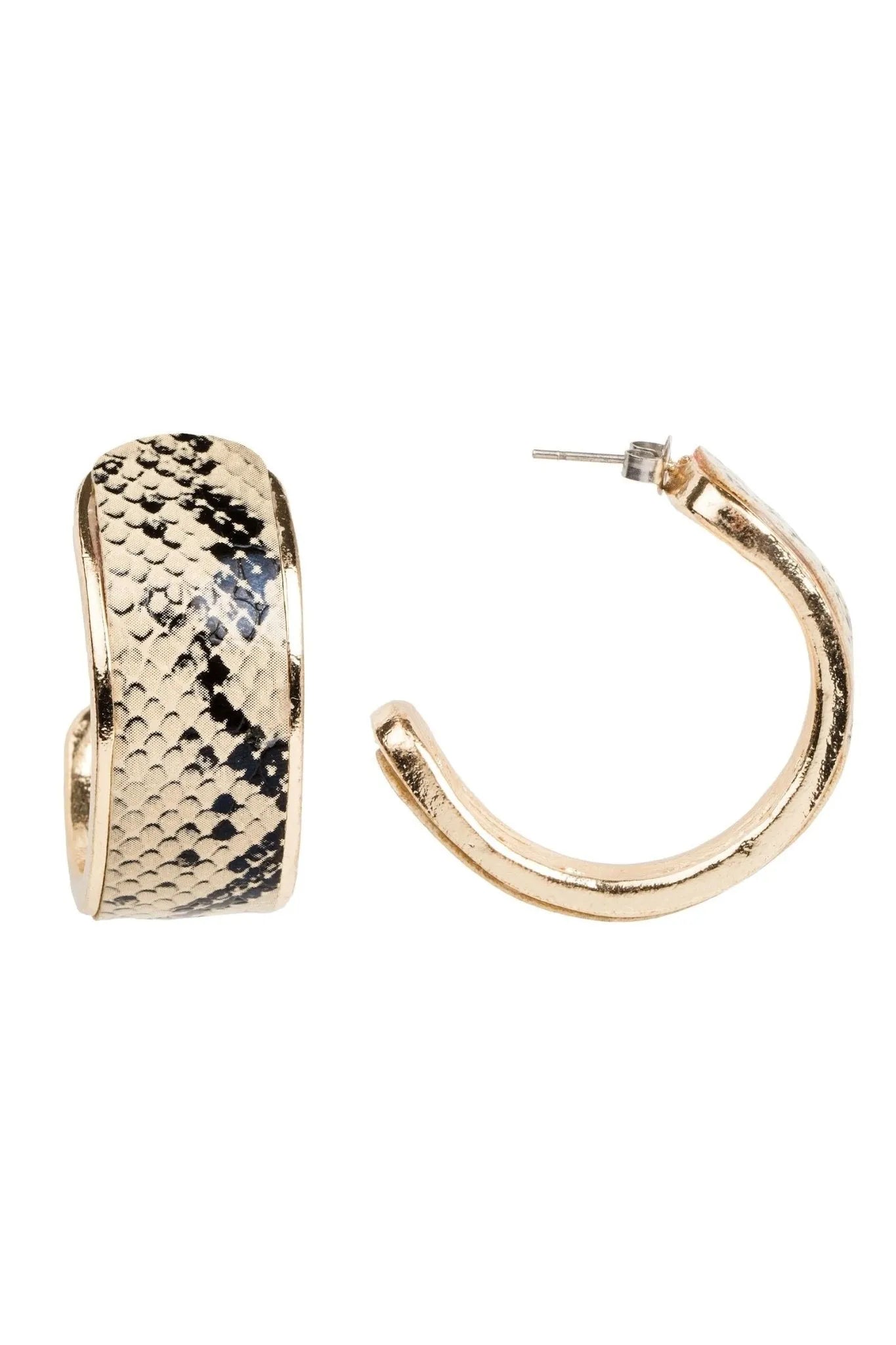 Snake Print Half Hoop Earrings for Women - Fashion Animal Pattern Dangle Drop Earrings - Perfect for Parties, Date Nights & Casual Wear