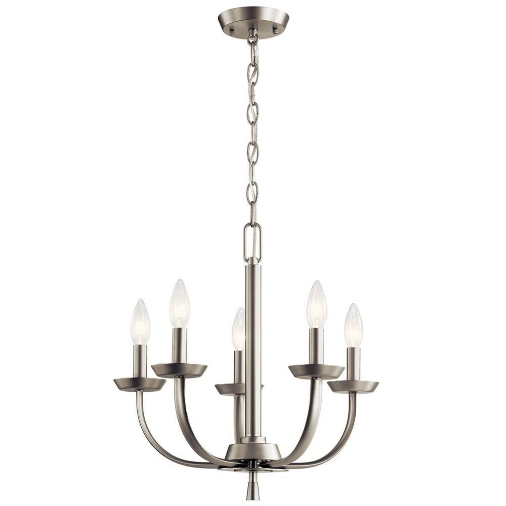 5-Light Traditional Simple Chandelier Fixture in Brushed Nickel - Perfect for Dining Room, Bedroom or Living Room Lighting Decor