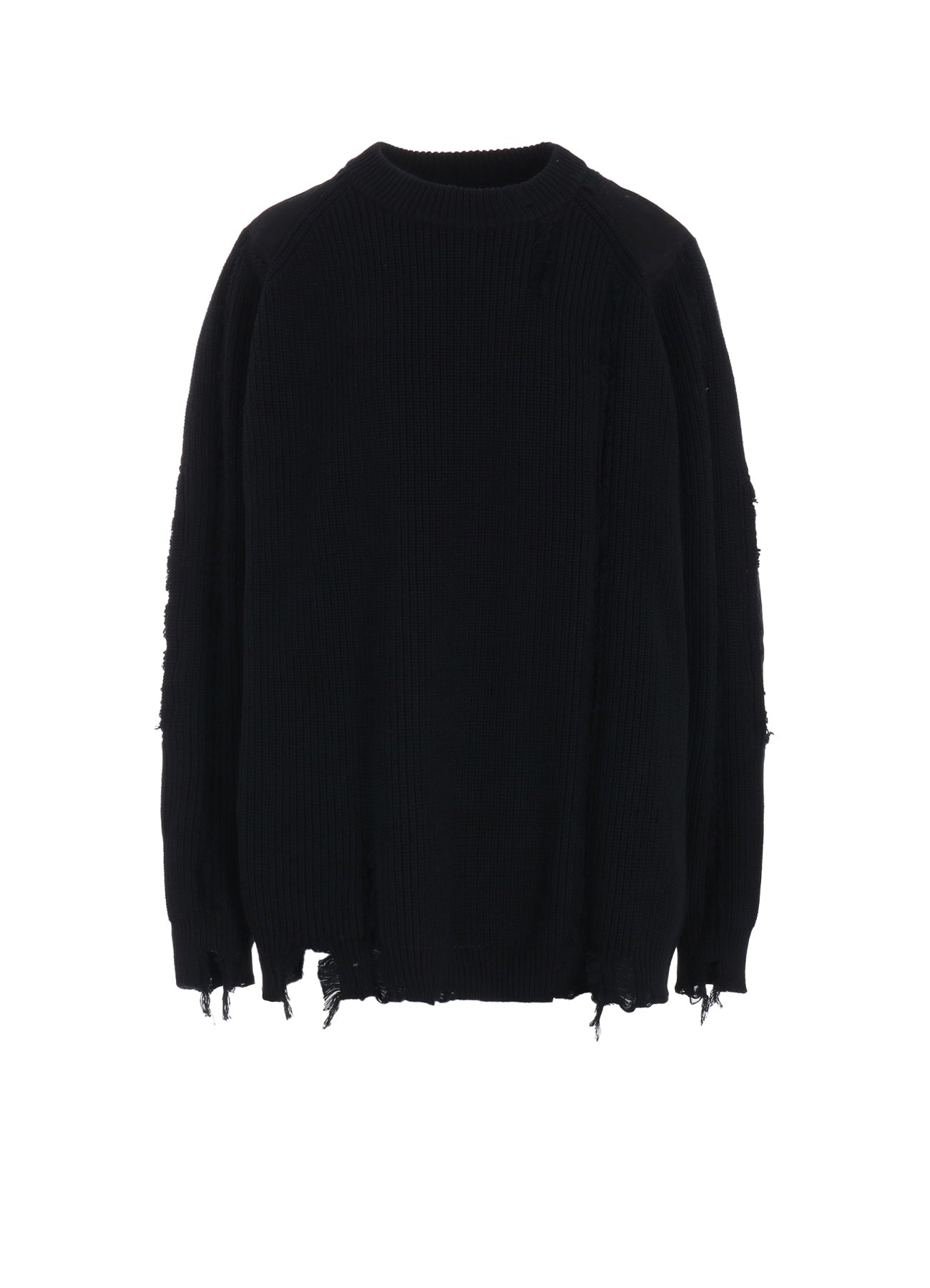 Distressed Cotton Crewneck Knit Pullover Sweater - Soft & Comfortable for Casual Wear, Fall & Winter Fashion
