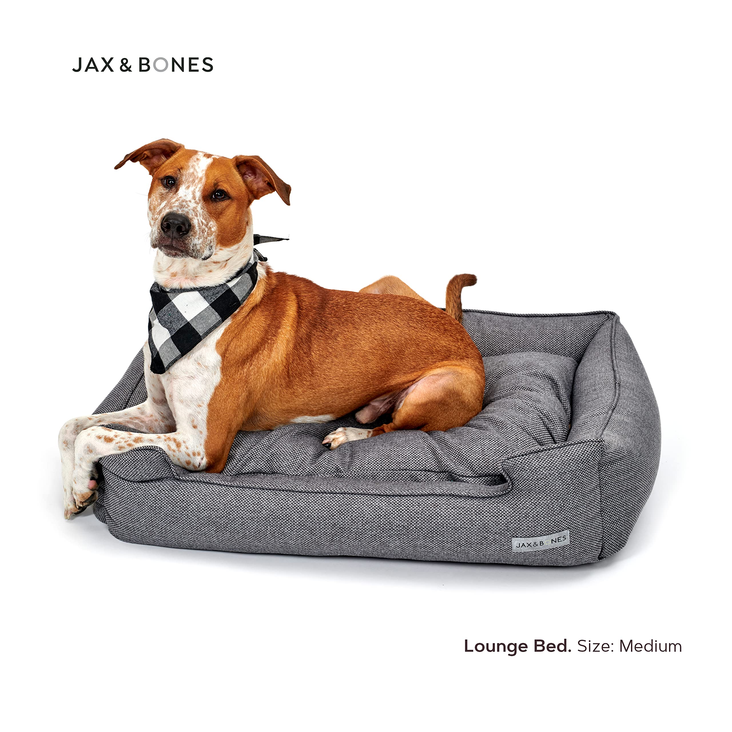 Jax & Bones Machine Washable Dog Bed with Heavy Duty Bolstered Sides - Medium Grey Pet Mat (32