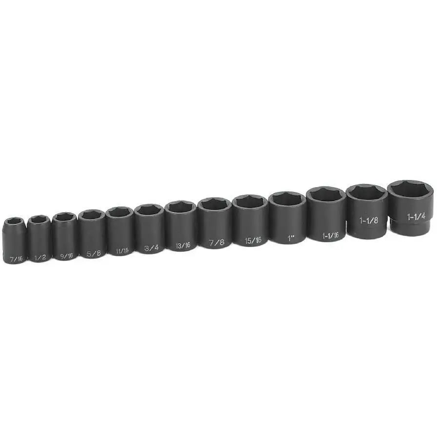 1/2 Inch Drive Impact Socket Set - 13 Piece Standard SAE Set for Cars & Light Trucks - Durable Chrome Molybdenum Steel - Perfect for Auto Repair, Maintenance & DIY Projects