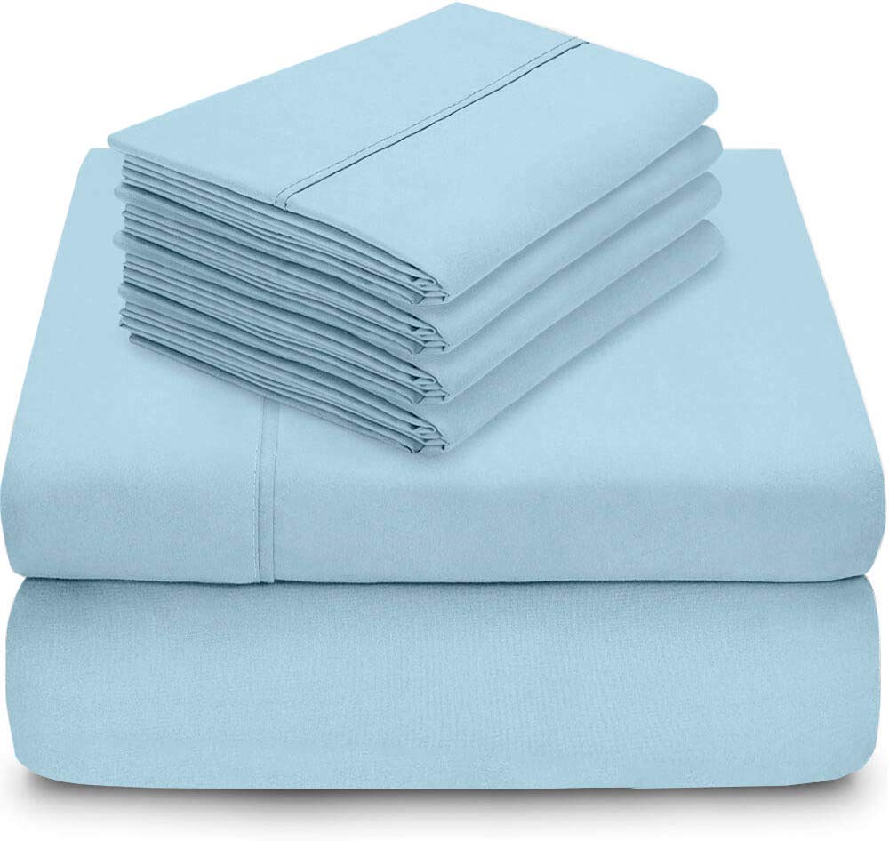 Premium 100% Egyptian Cotton Queen Sheet Set - 6-Piece Deep Pocket Bedding for Mattress Up to 18