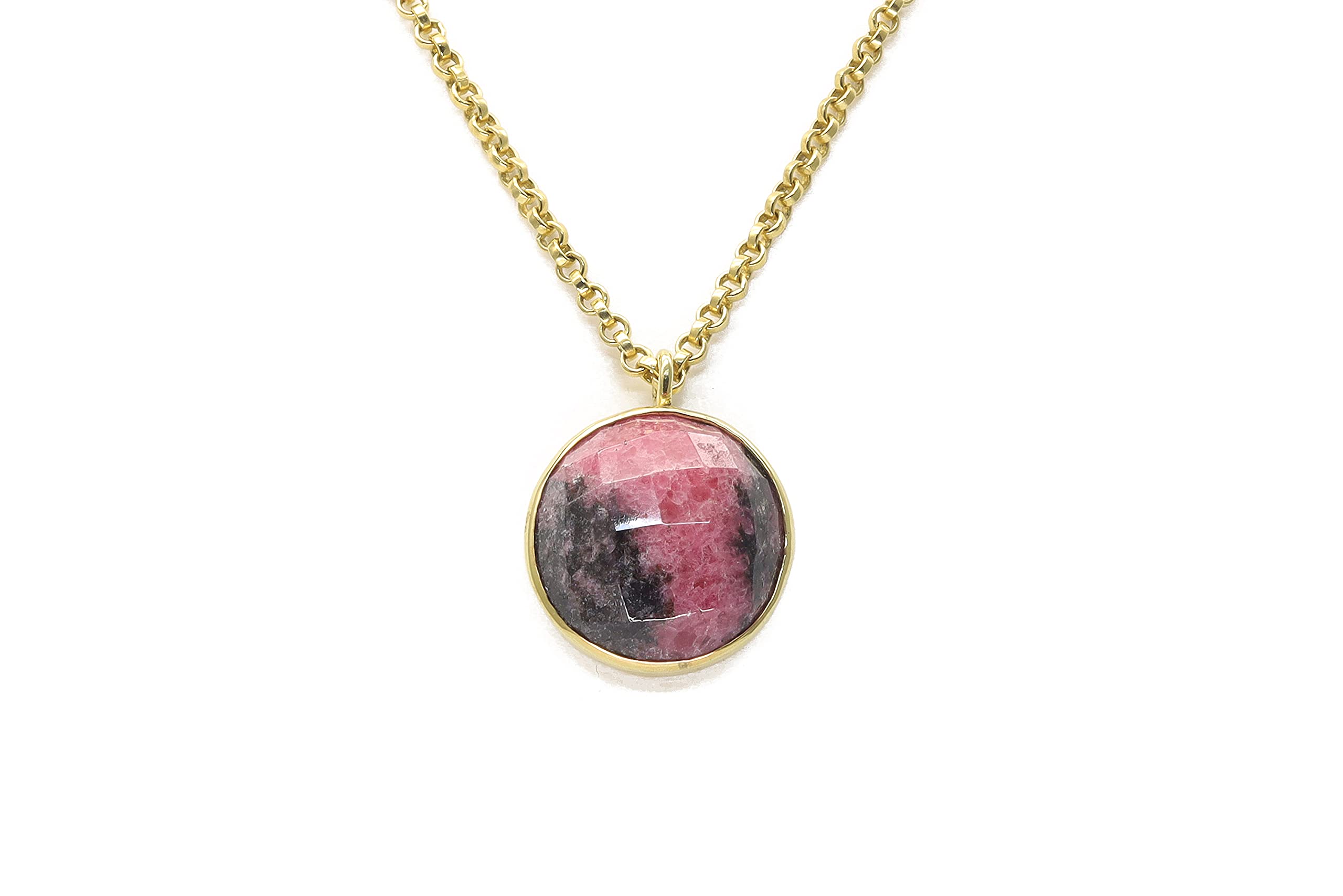 Rhodonite Gemstone Necklace for Women - Handmade Anemone Jewelry with Unique Stone Pendant - Artisan Crafted Gift Box Included | Perfect for Valentine's Day, Anniversary & Special Occasions