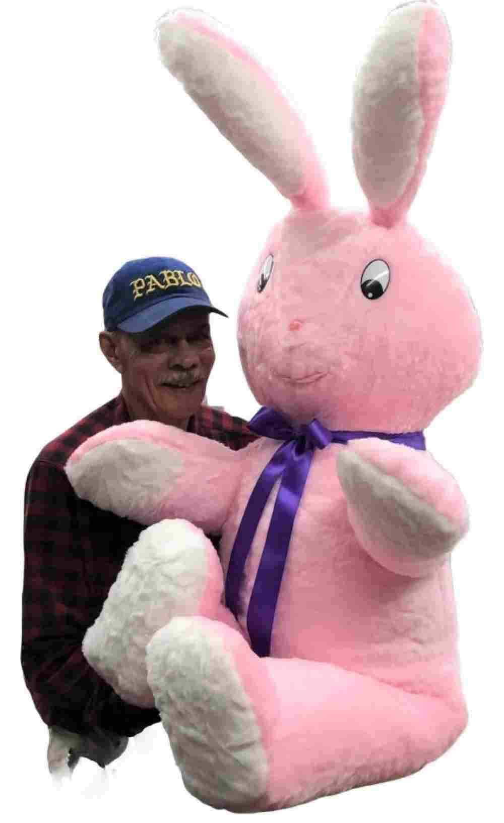 5 Foot Giant Pink Bunny Stuffed Animal - Lifesize Soft Plush Toy for Easter, Gifts & Home Decor - Made in USA - Huggable Big Plush Rabbit for Kids, Adults & Nursery Room