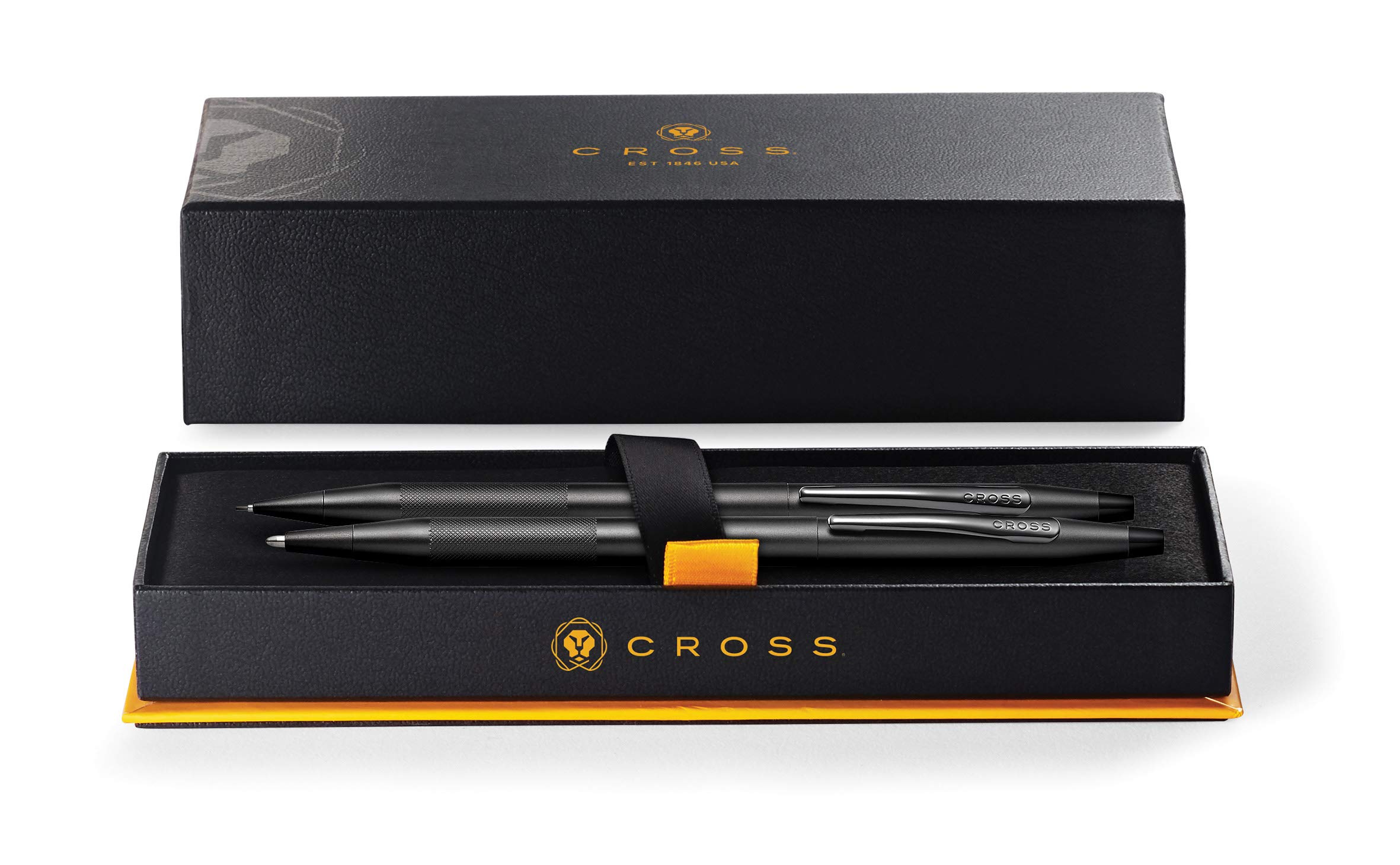 Premium Cross Classic Century Ballpoint Pen & 0.7mm Pencil Set with Refillable Ink - Elegant Black Micro-Knurl Design in Gift Box | Perfect for Office, Business Gifts & Professional Writing