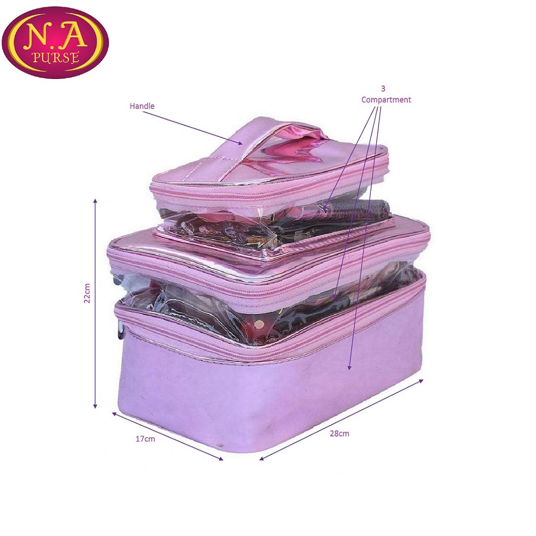 NA PURSE Women's Vanity Box Cosmetic Case - Stylish Toiletry Bag for Girls & Ladies (CC004) - Perfect for Travel, Makeup Storage & Daily Organization