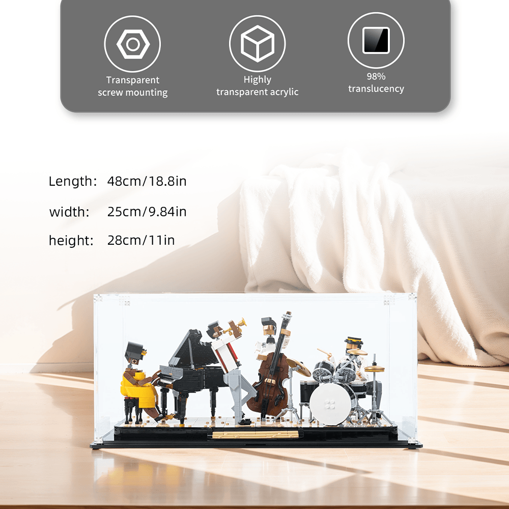 LEGO 21334 Ideas Jazz Quartet Display Case - Premium Acrylic Showcase for LEGO Jazz Band Set - Perfect for Home Decor, Office Display & Collector's Showcase