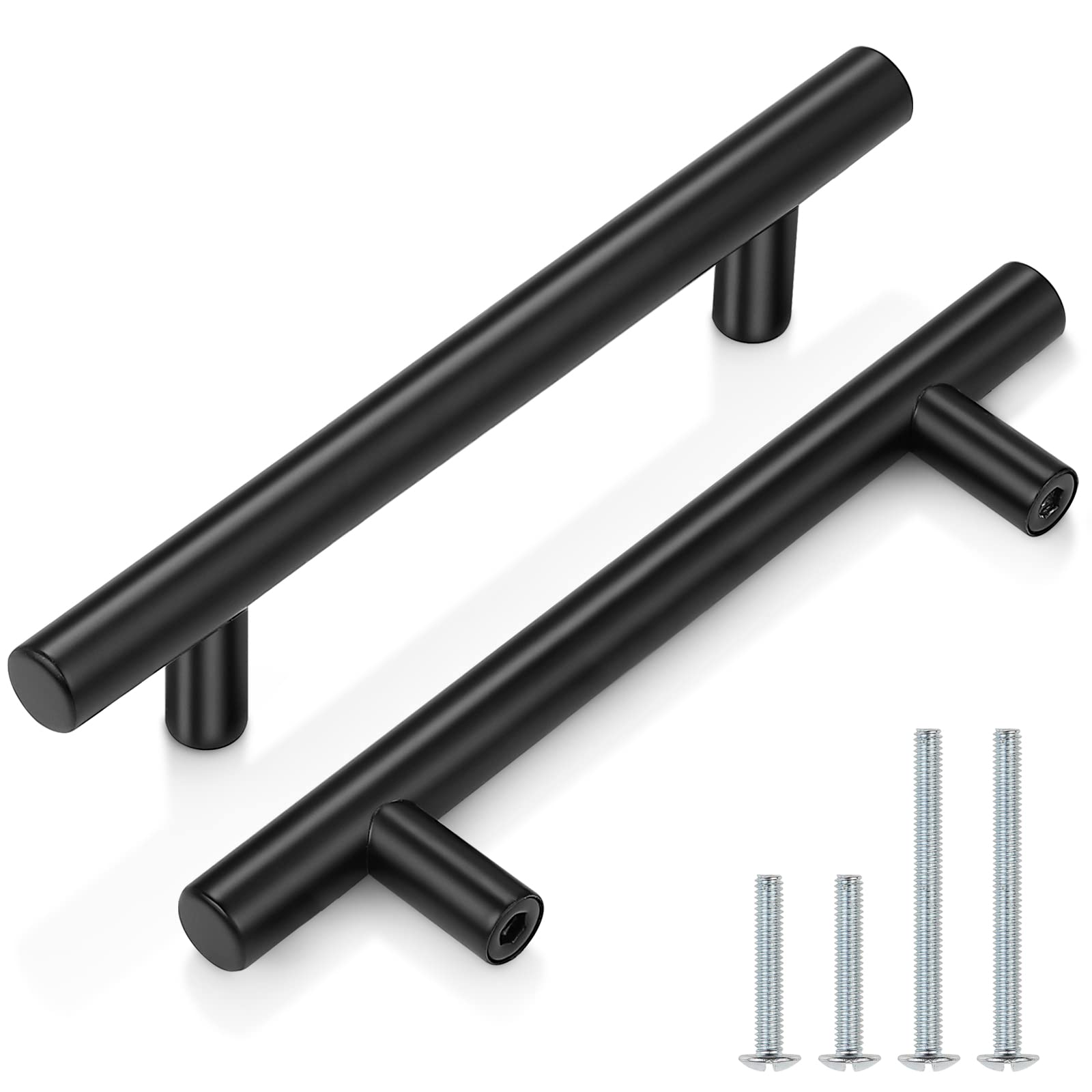 10 Pack 4 Inch Black Stainless Steel Drawer Handles - Modern Cabinet Pulls for Kitchen, Bathroom, Wardrobe & Furniture (Dresser, Nightstand, Coffee Table) - Easy Installation & Durable Design